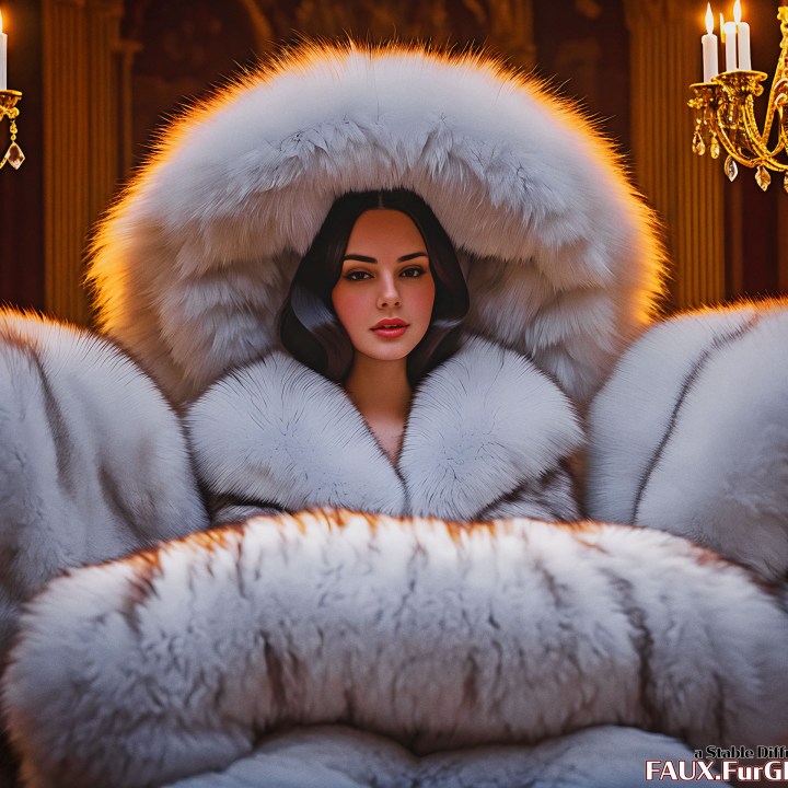 Stable Diffusion Render of Lana Del Rey in a Fur Coat