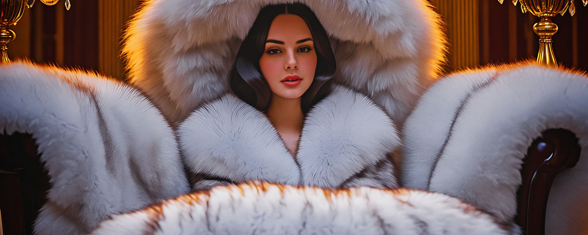 Stable Diffusion Render of Lana Del Rey in a Fur Coat