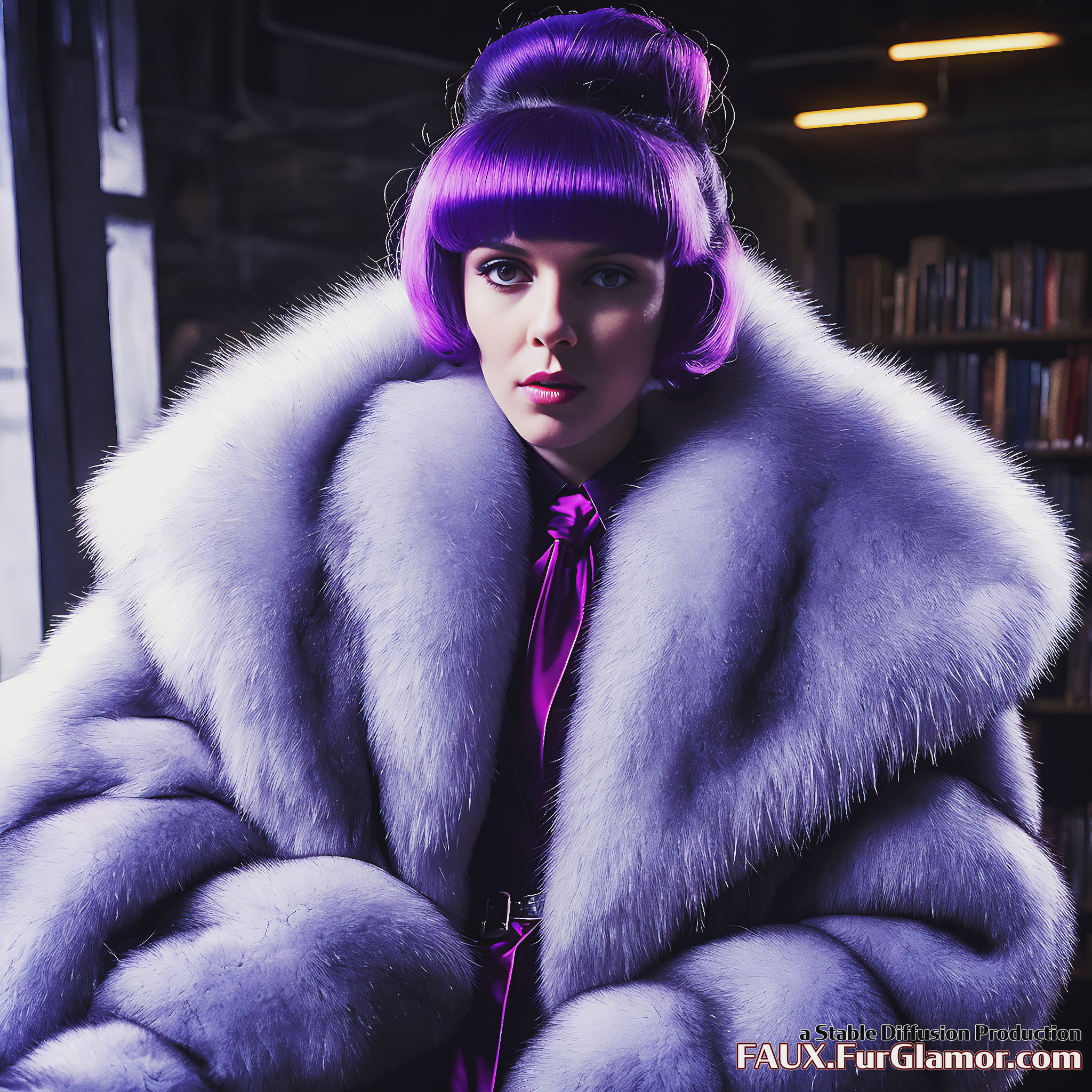Stable Diffusion Render of Millie Bobby Brown wearing Fur
