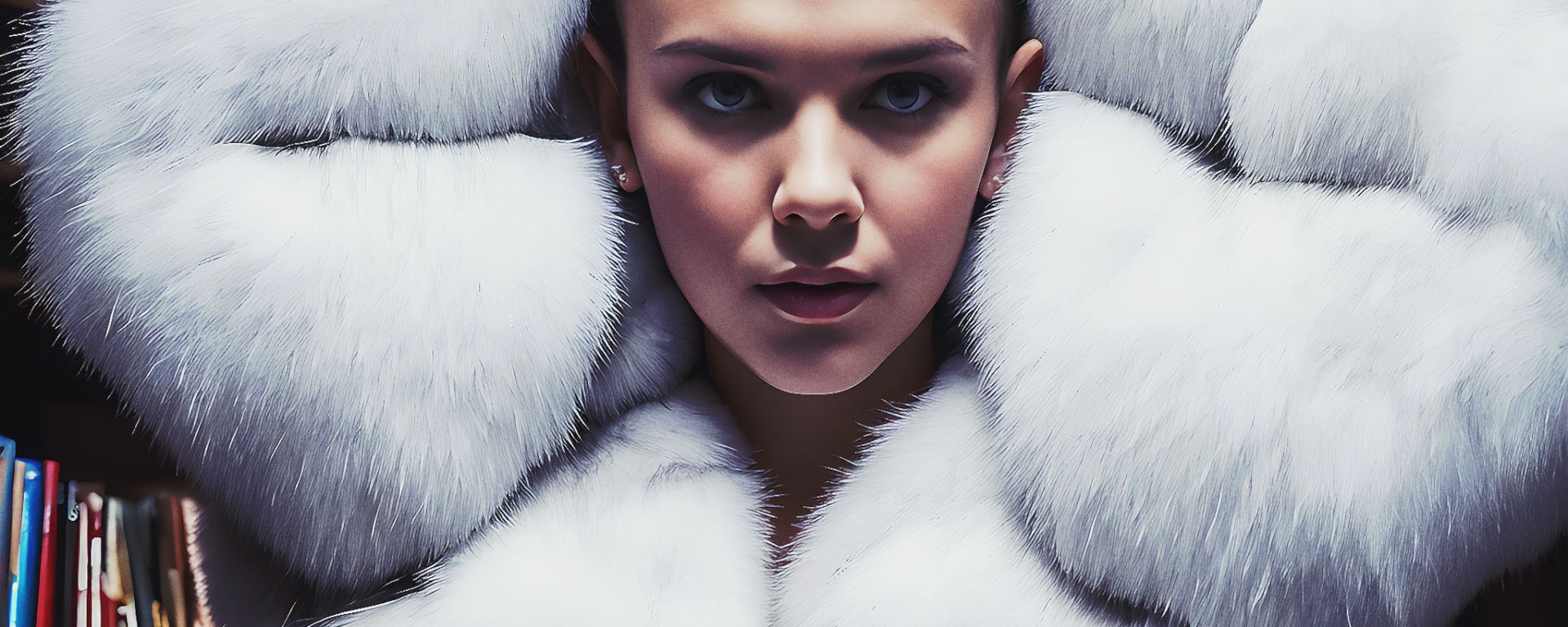 Stable Diffusion Render of Millie Bobby Brown wearing Fur