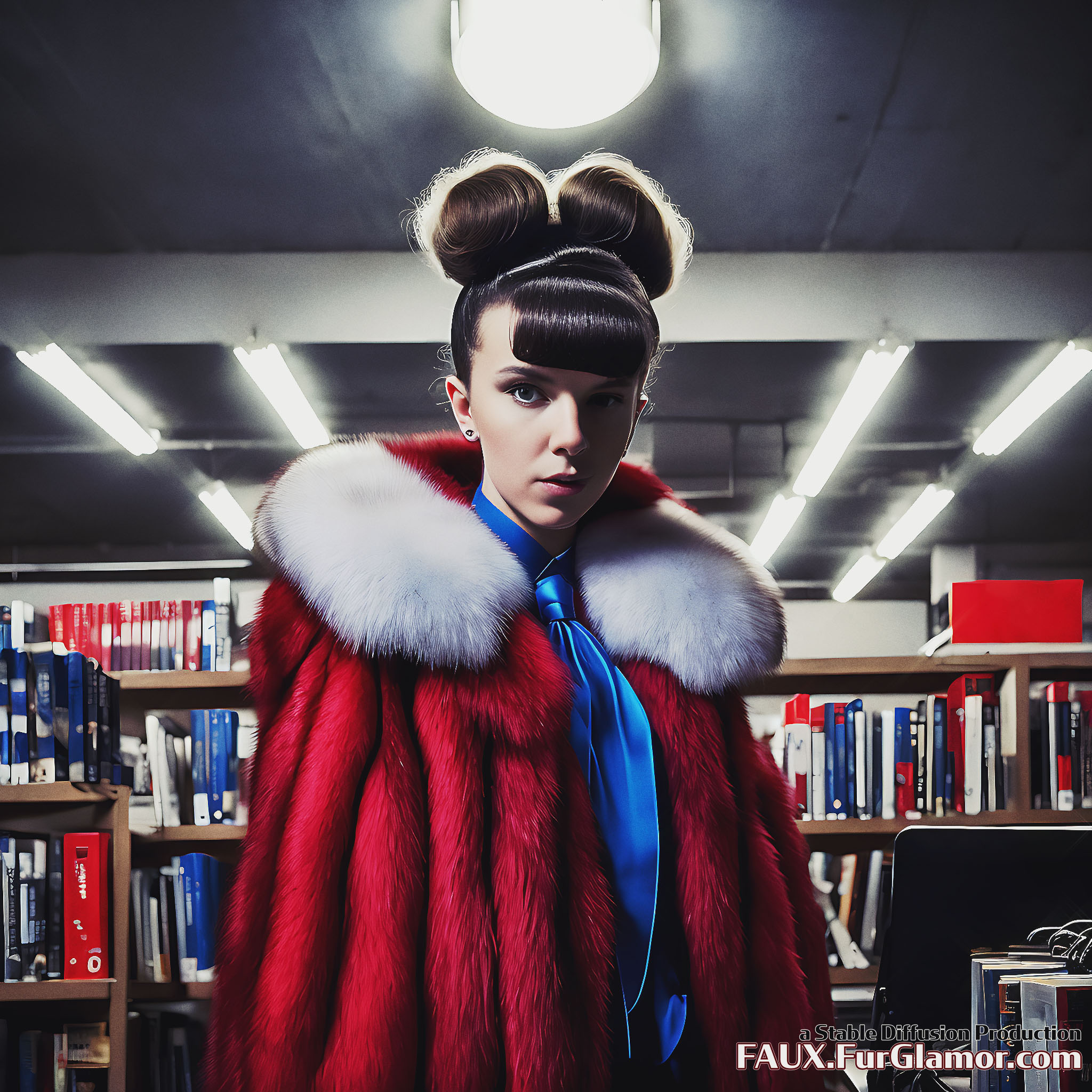 Stable Diffusion Render of Millie Bobby Brown wearing Fur