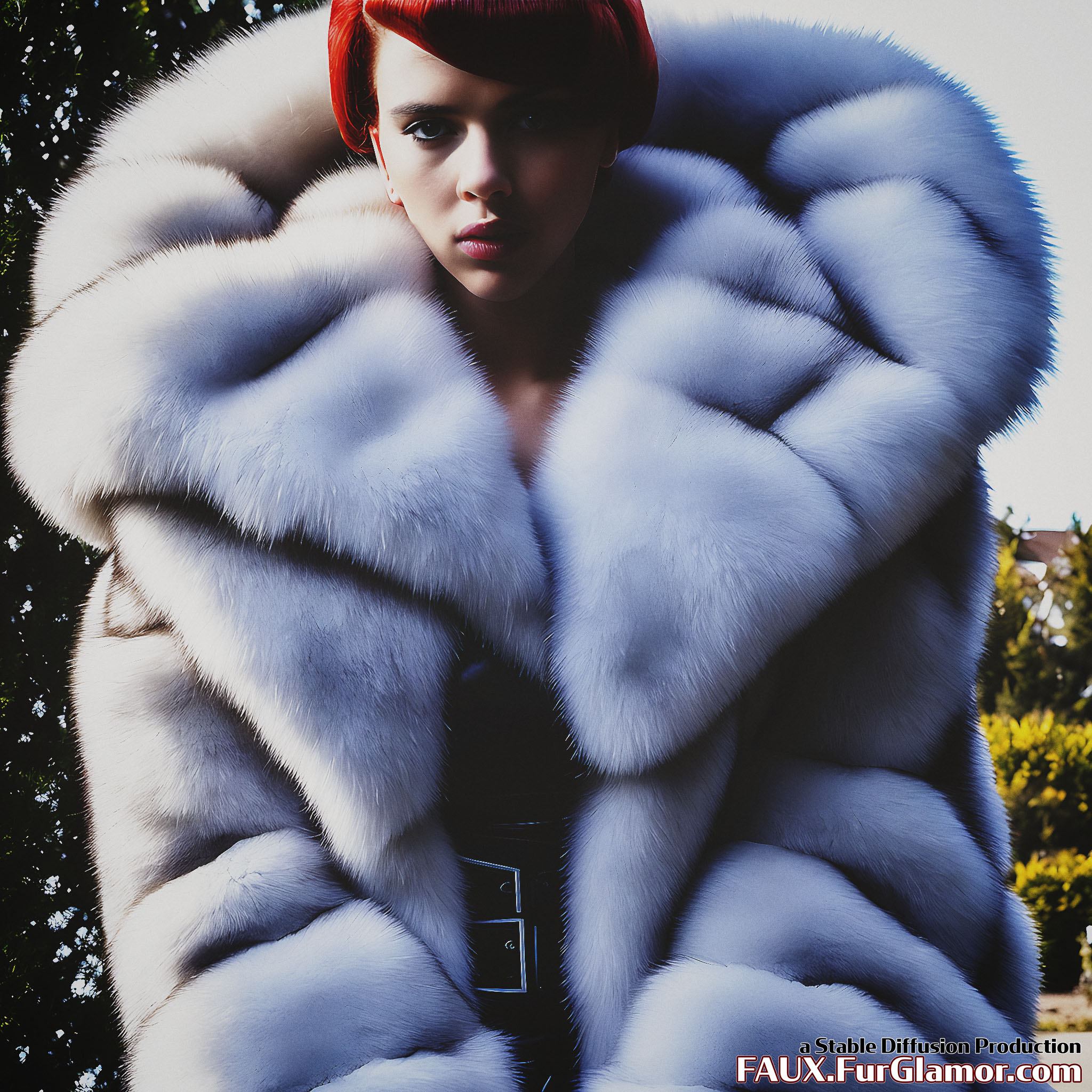 Stable Diffusion Render of Scarlett Johansson In A Fur Coat