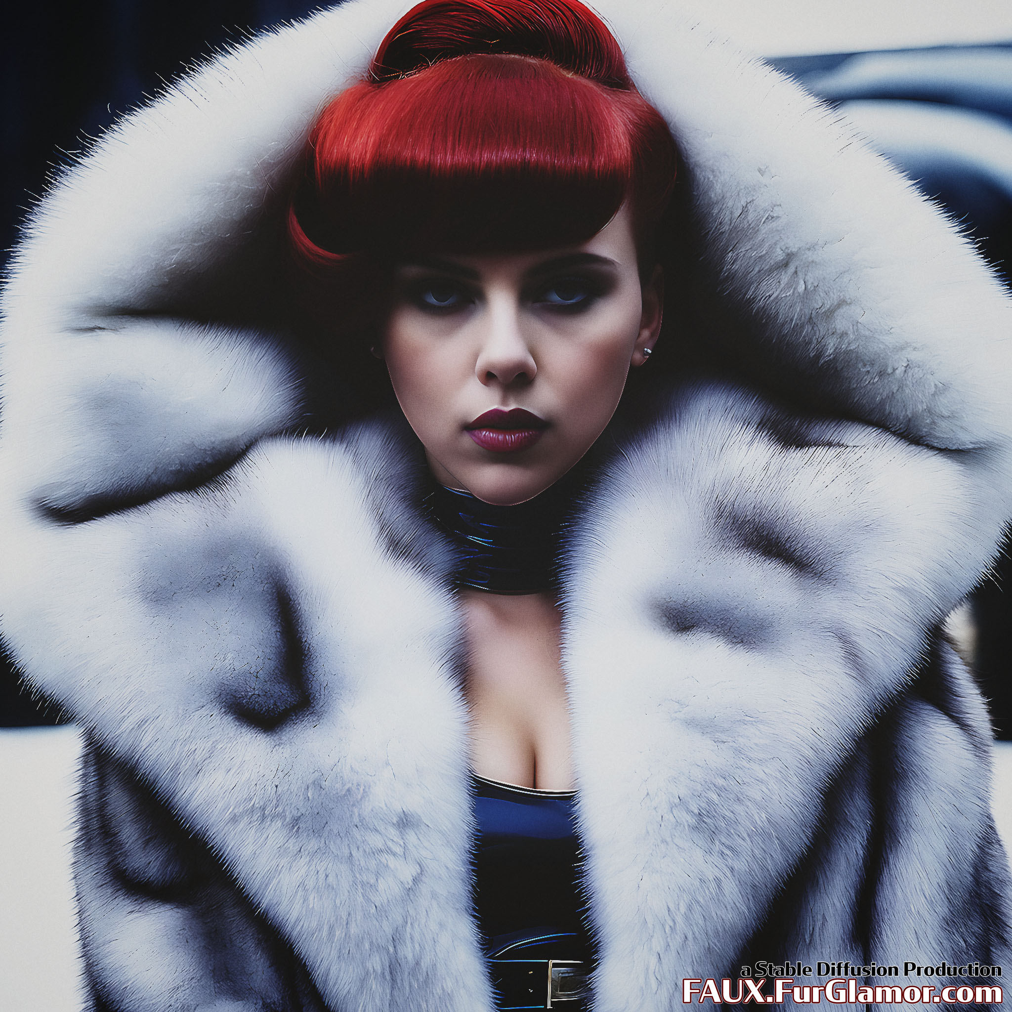 Stable Diffusion Render of Scarlett Johansson In A Fur Coat