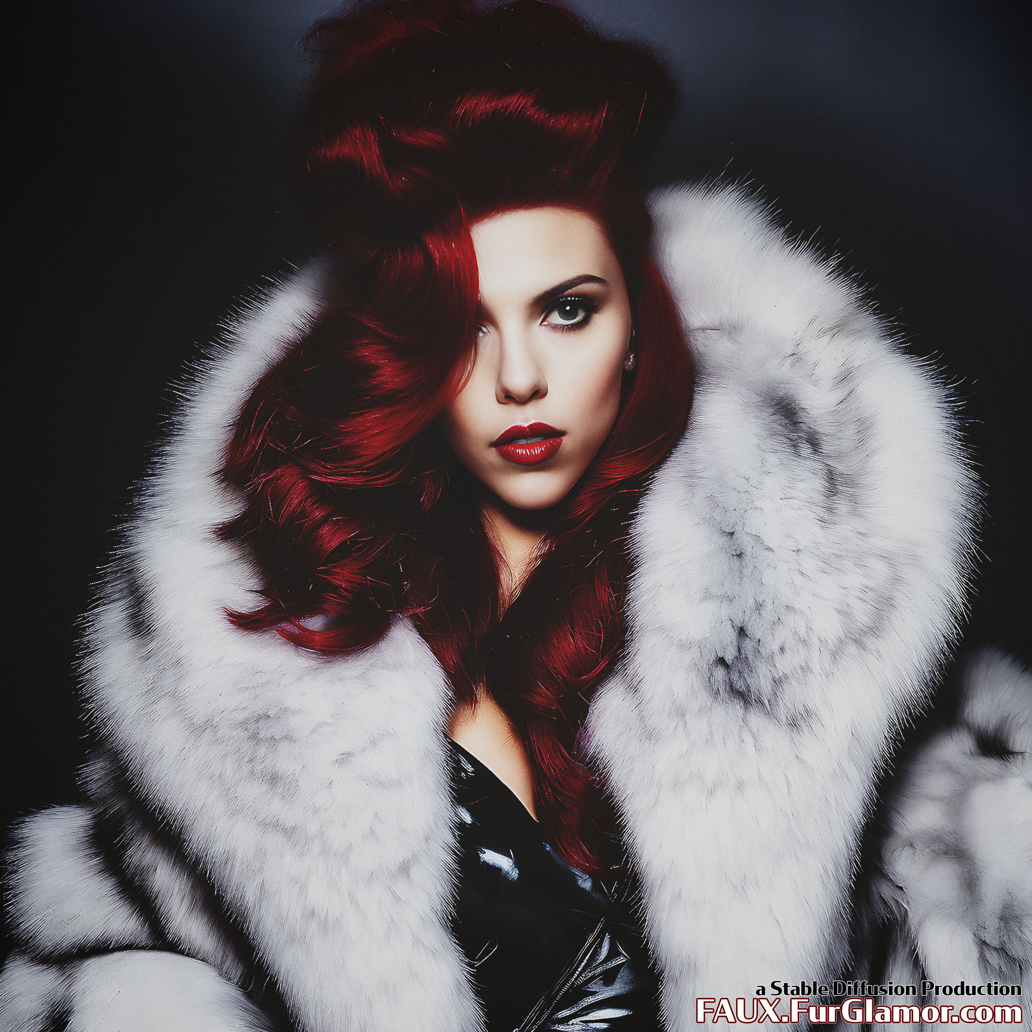 Stable Diffusion Render of Scarlett Johansson In A Fur Coat