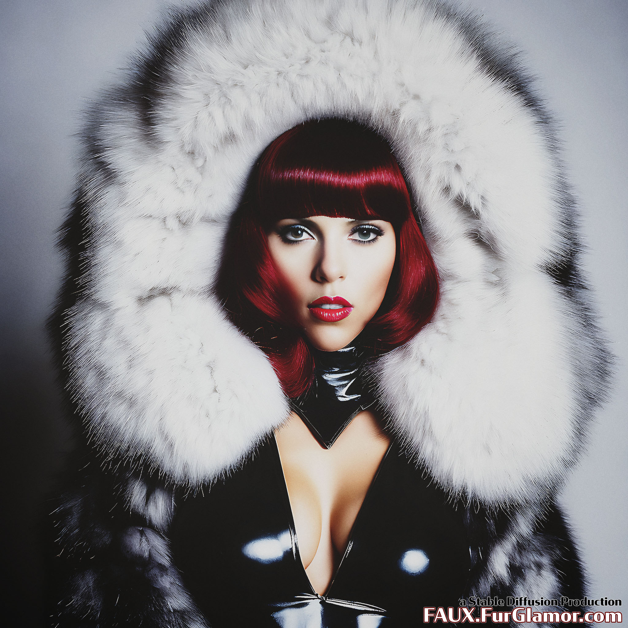 Stable Diffusion Render of Scarlett Johansson In A Fur Coat