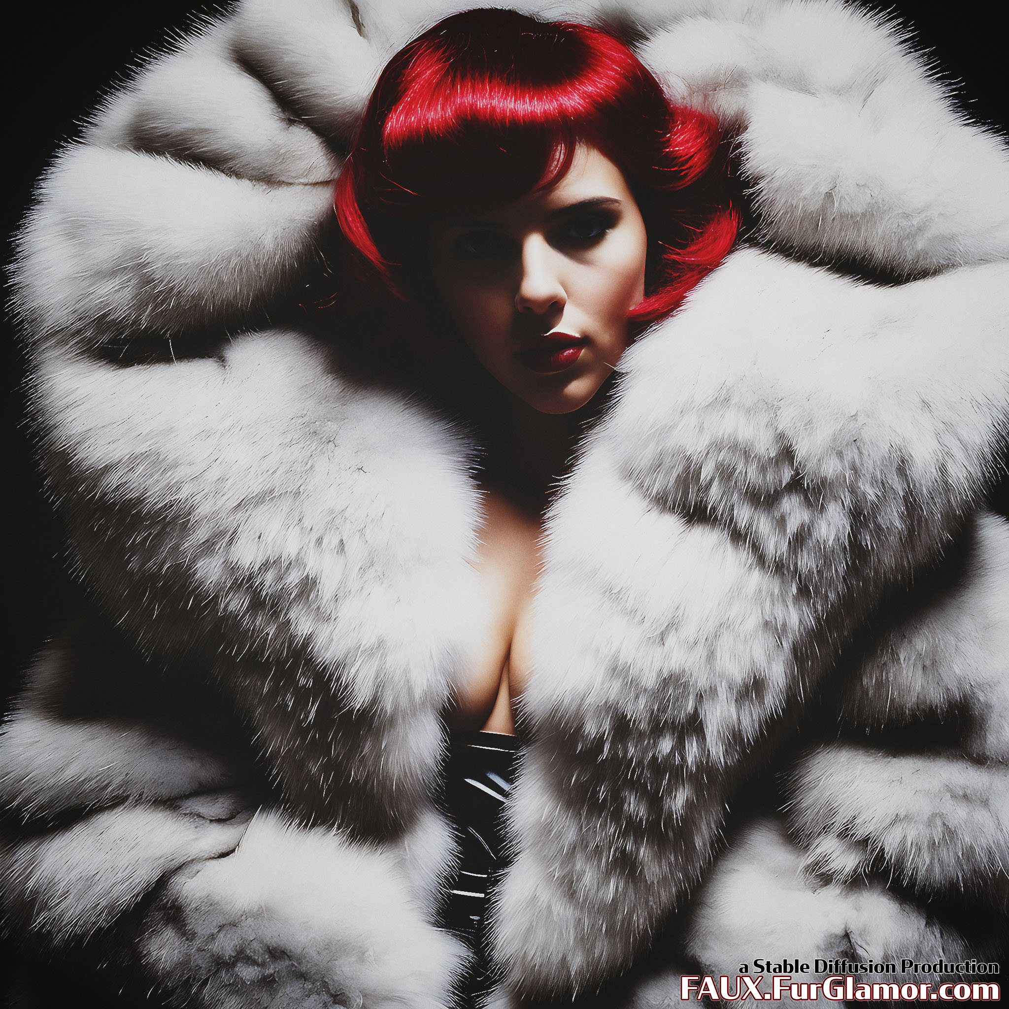 Stable Diffusion Render of Scarlett Johansson In A Fur Coat