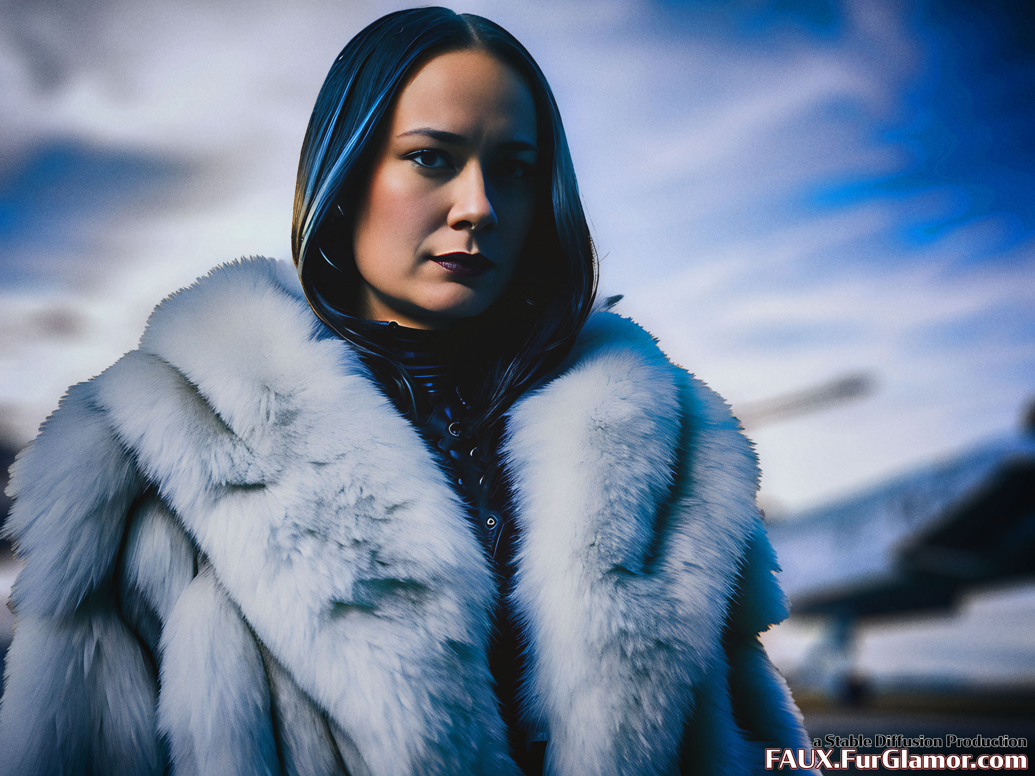 Stable Diffusion Render of Brie Larson in a Fur Coat