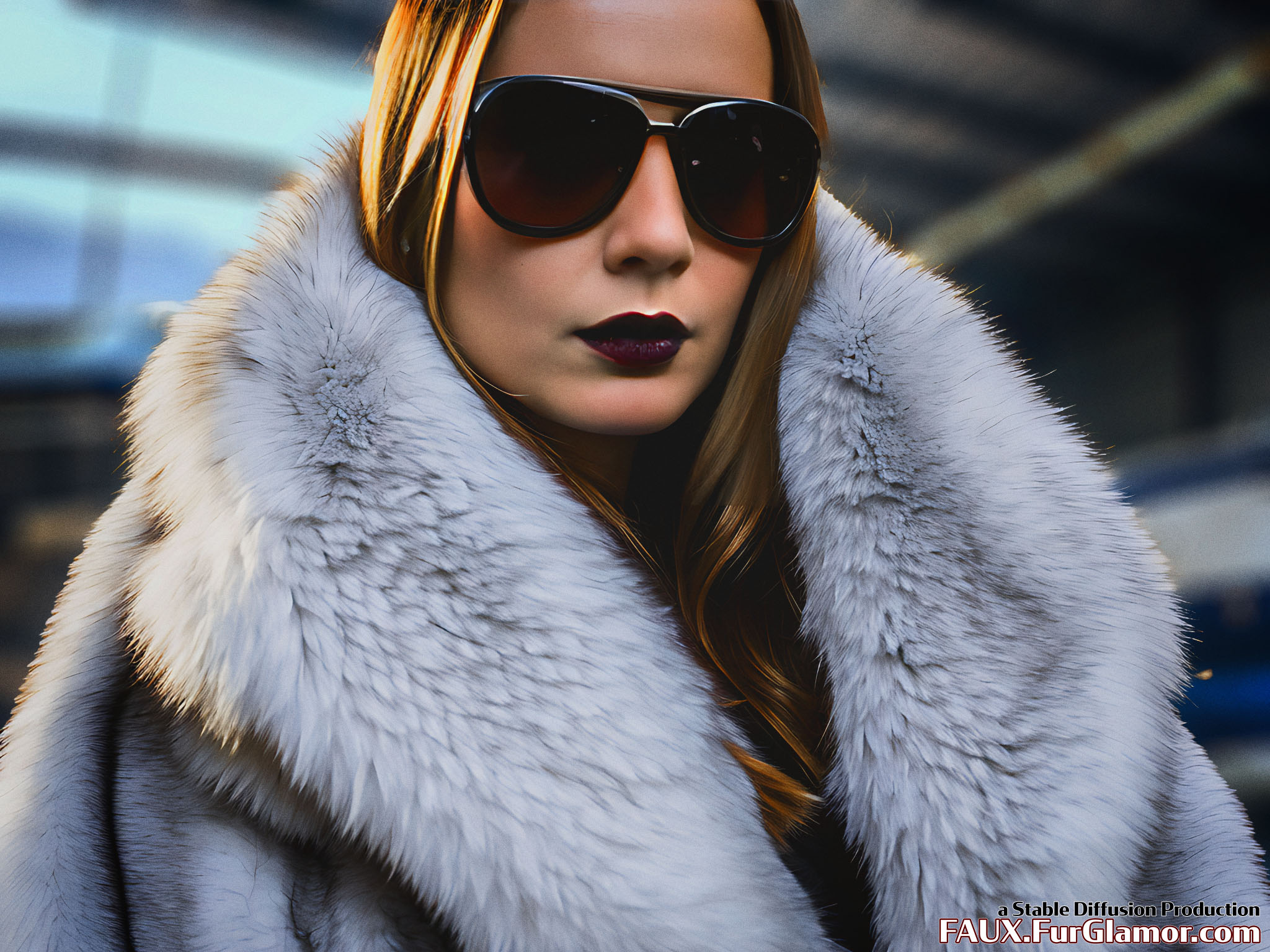 Stable Diffusion Render of Brie Larson in a Fur Coat