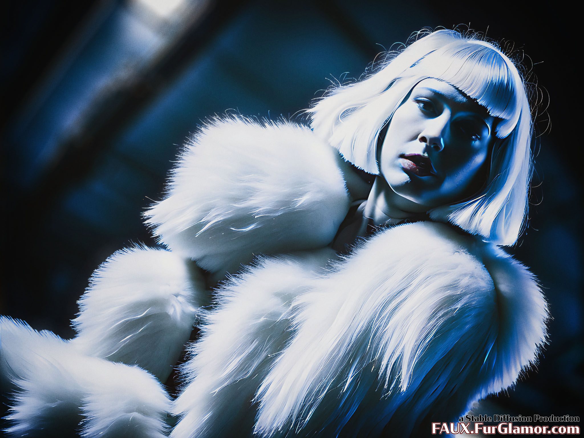 Stable Diffusion Render of Brie Larson in a Fur Coat