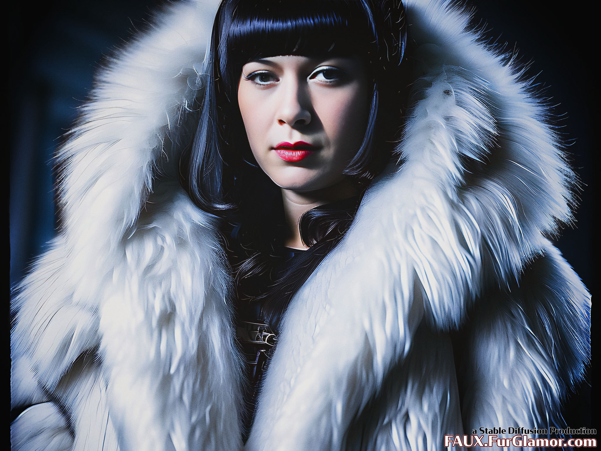 Stable Diffusion Render of Brie Larson in a Fur Coat