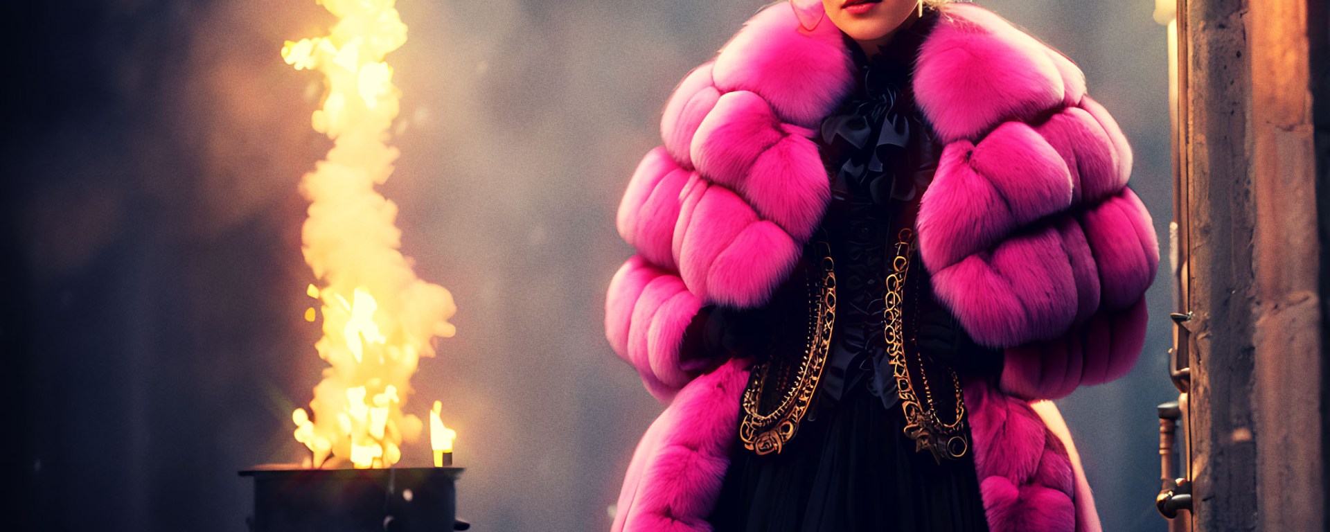 Stable Diffusion Render of Emma Watson in a Fur Coat
