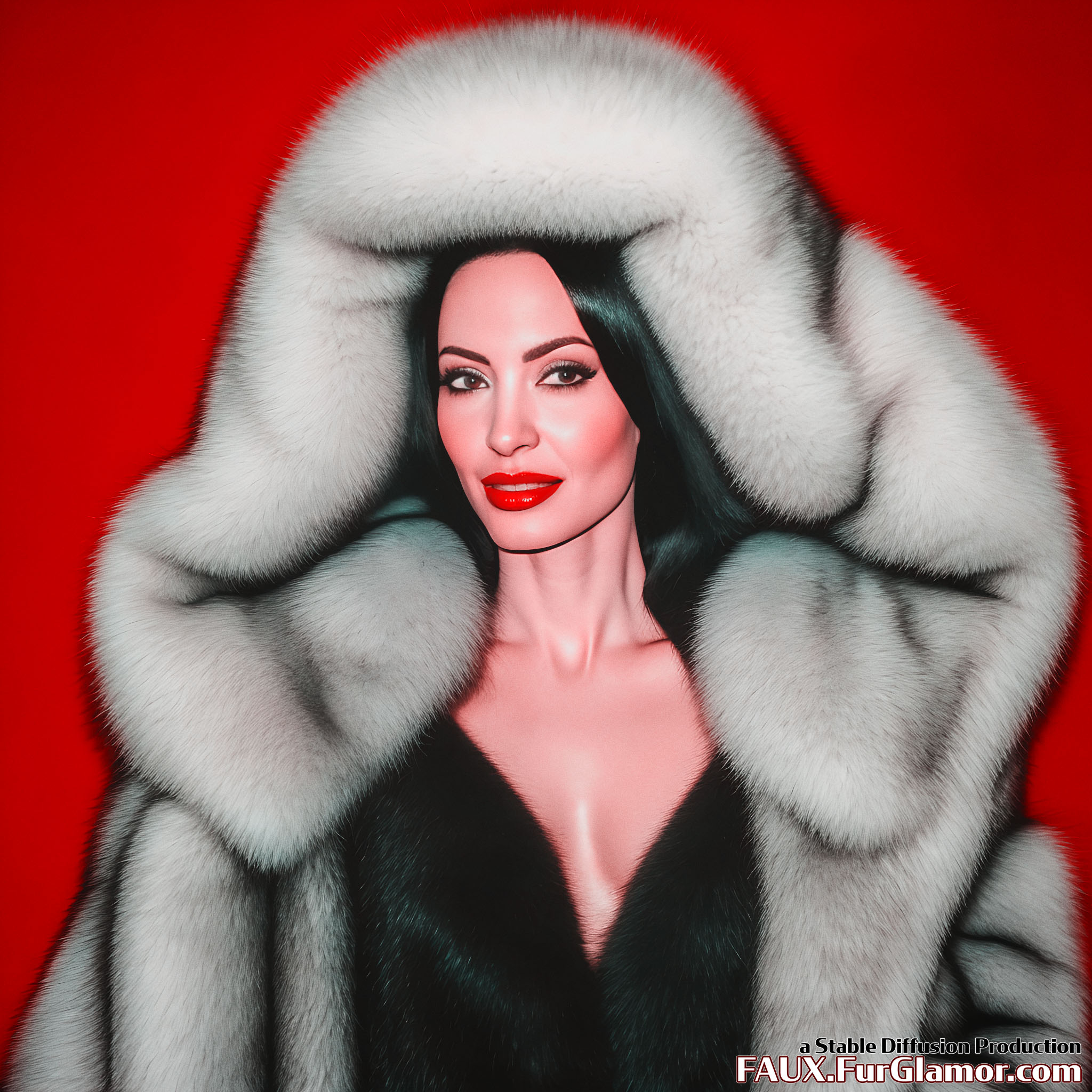 Stable Diffusion Render of Angelina Jolie wearing a Fur Coat