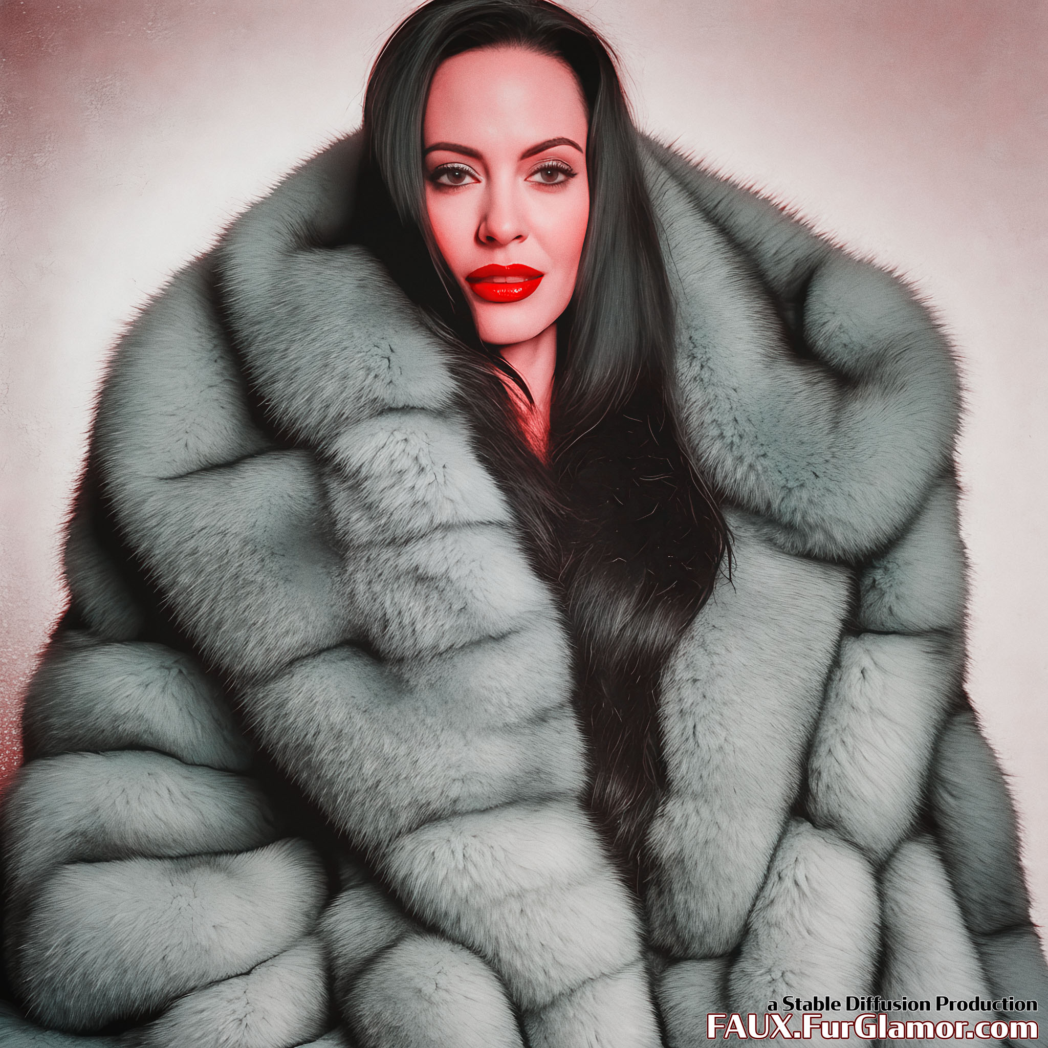 Stable Diffusion Render of Angelina Jolie wearing a Fur Coat