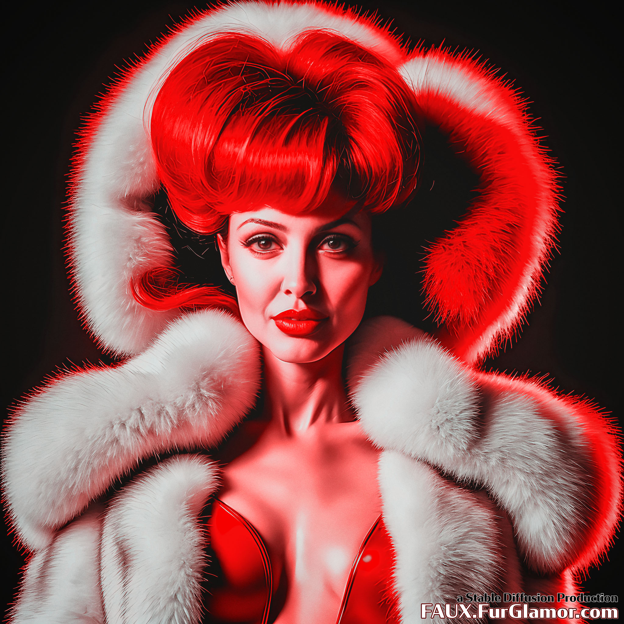 Stable Diffusion Render of Angelina Jolie wearing a Fur Coat
