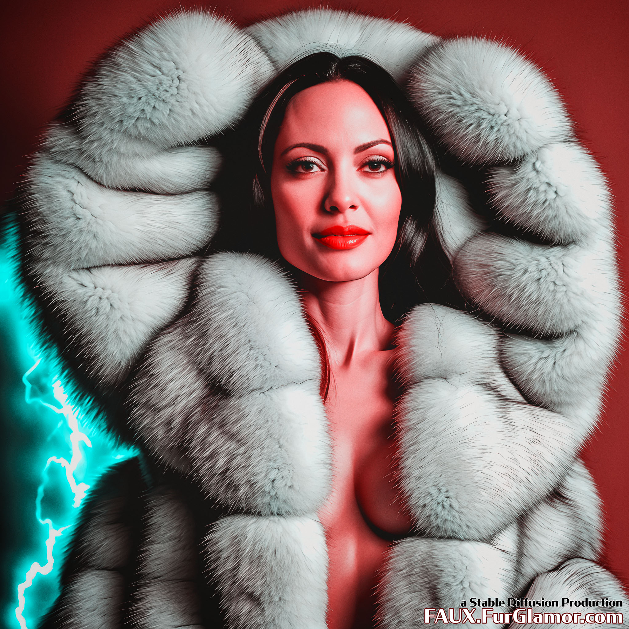 Stable Diffusion Render of Angelina Jolie wearing a Fur Coat