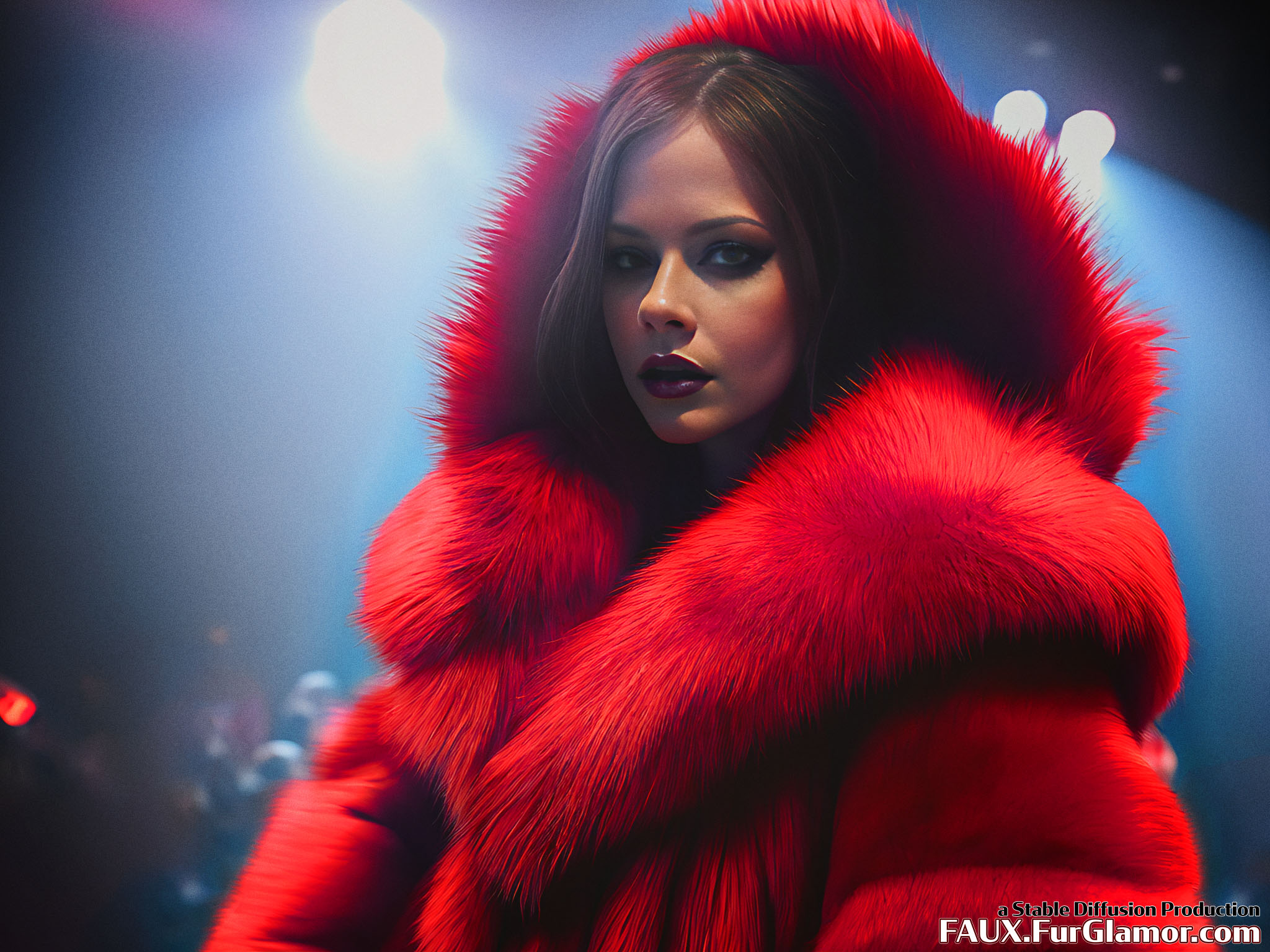 Stable Diffusion Render of Avril Lavigne in a Fur Coat