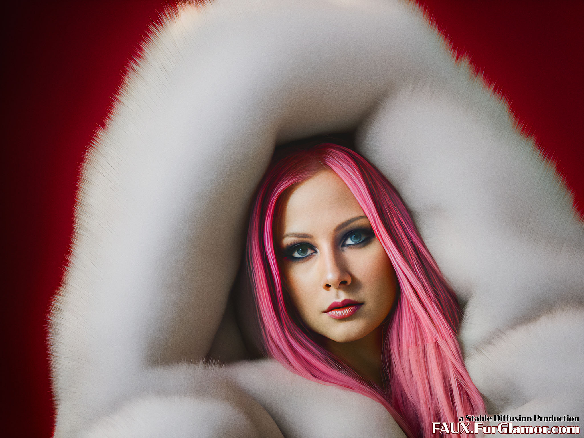 Stable Diffusion Render of Avril Lavigne in a Fur Coat