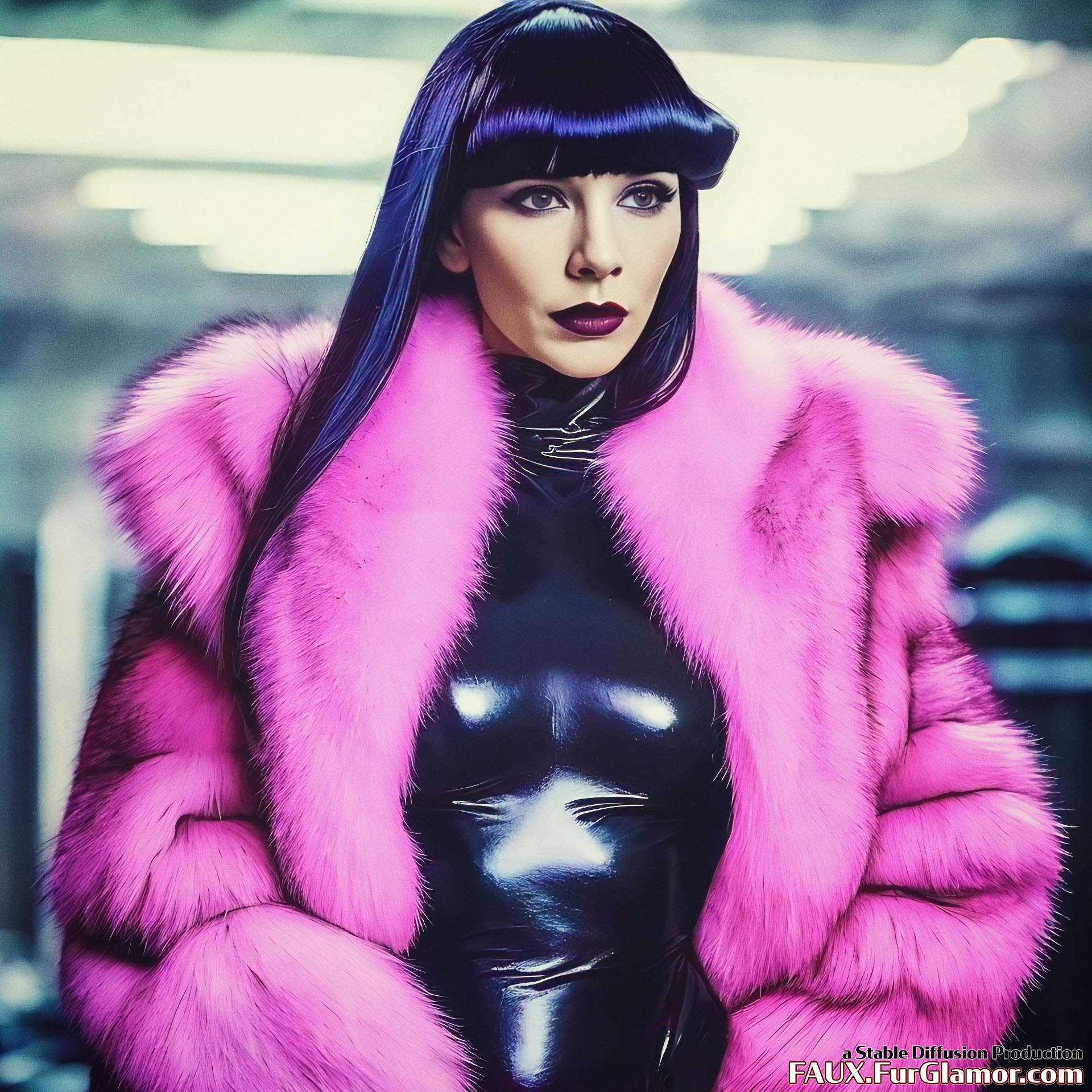Stable Diffusion Render of Cate Blanchett in a Fur Coat - FauxFurGlamor