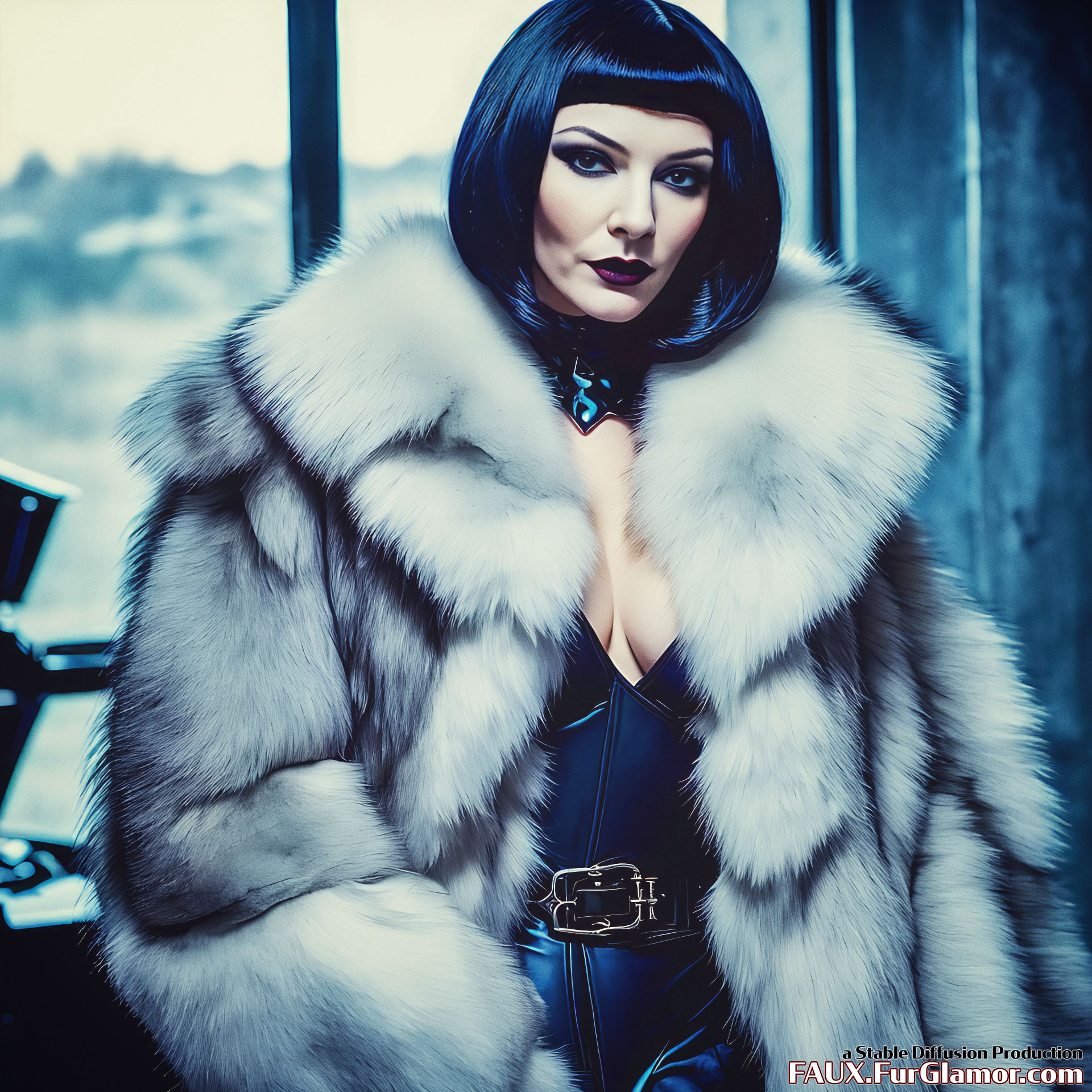 Stable Diffusion Render of Cate Blanchett in a Fur Coat - FauxFurGlamor