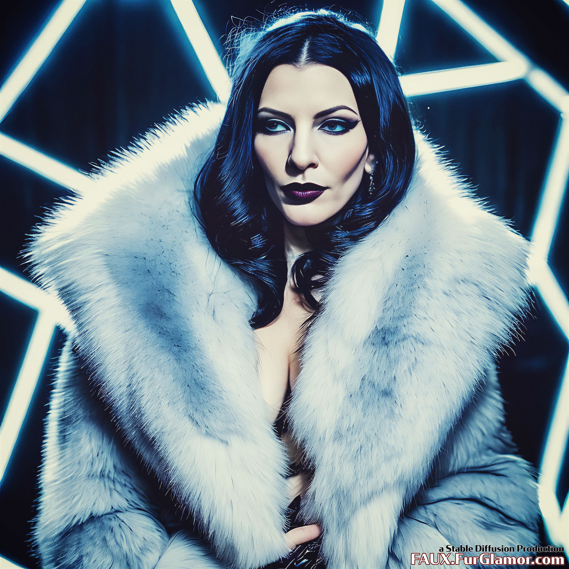 Stable Diffusion Render of Cate Blanchett in a Fur Coat - FauxFurGlamor