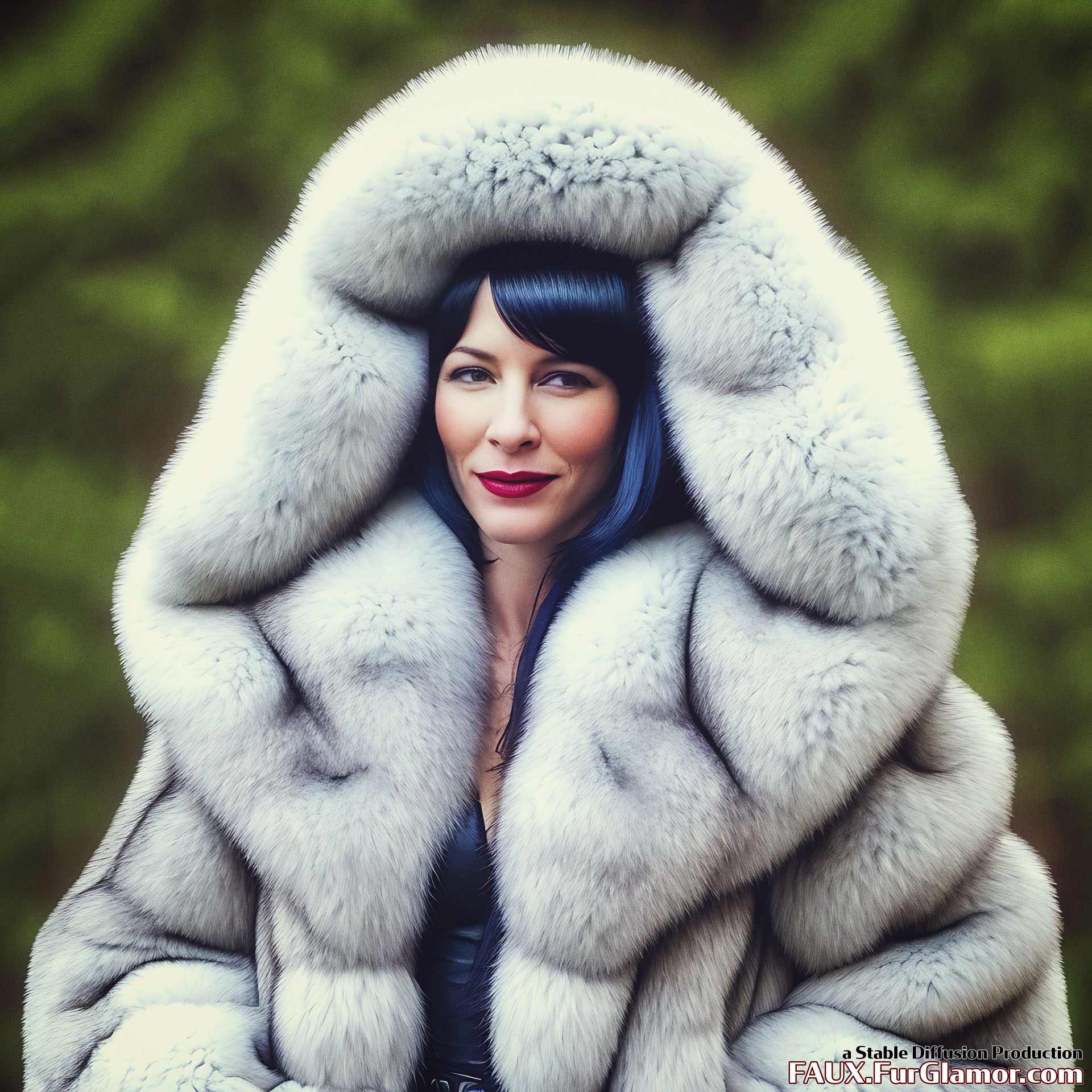 Stable Diffusion Render of Cate Blanchett in a Fur Coat - FauxFurGlamor