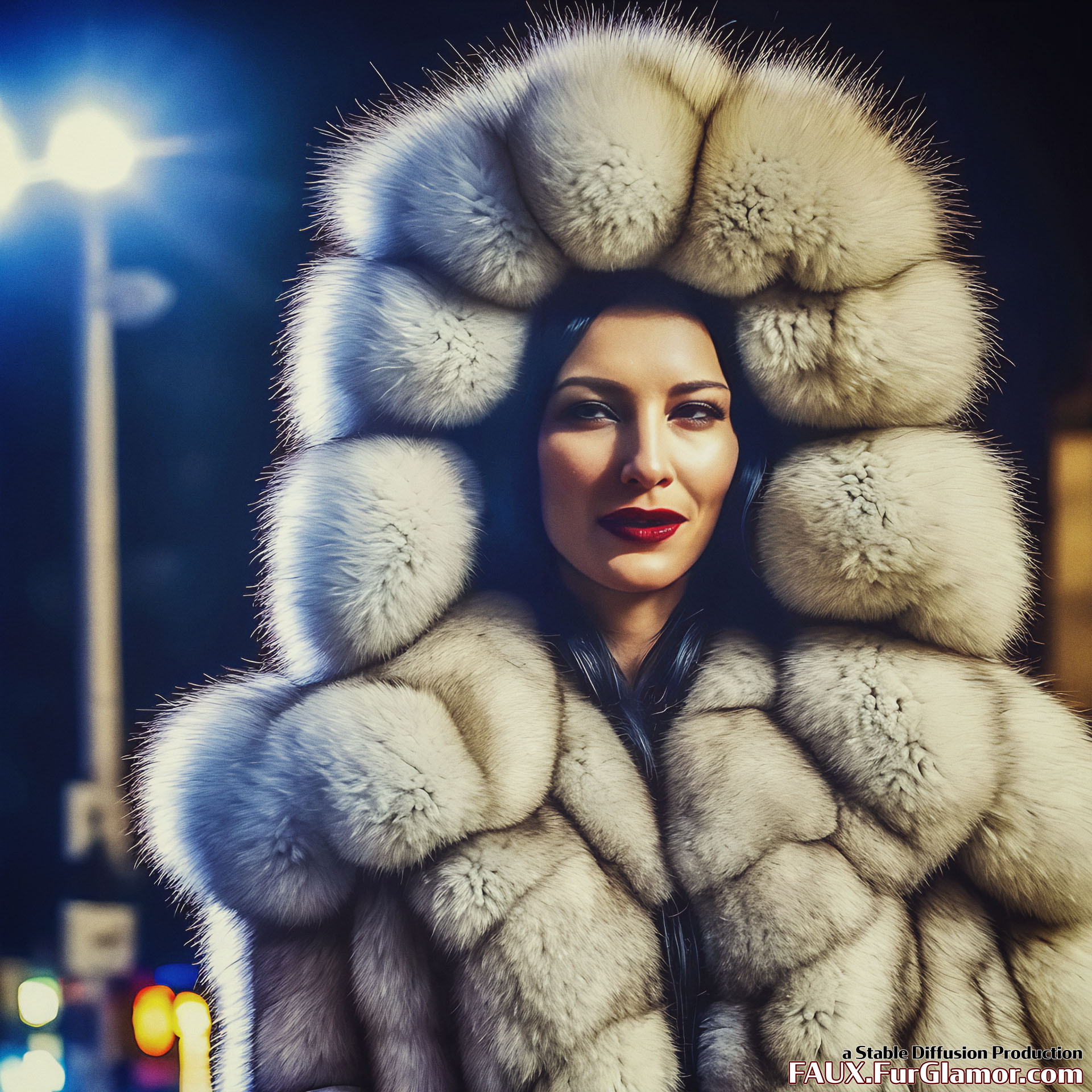Stable Diffusion Render of Cate Blanchett in a Fur Coat - FauxFurGlamor