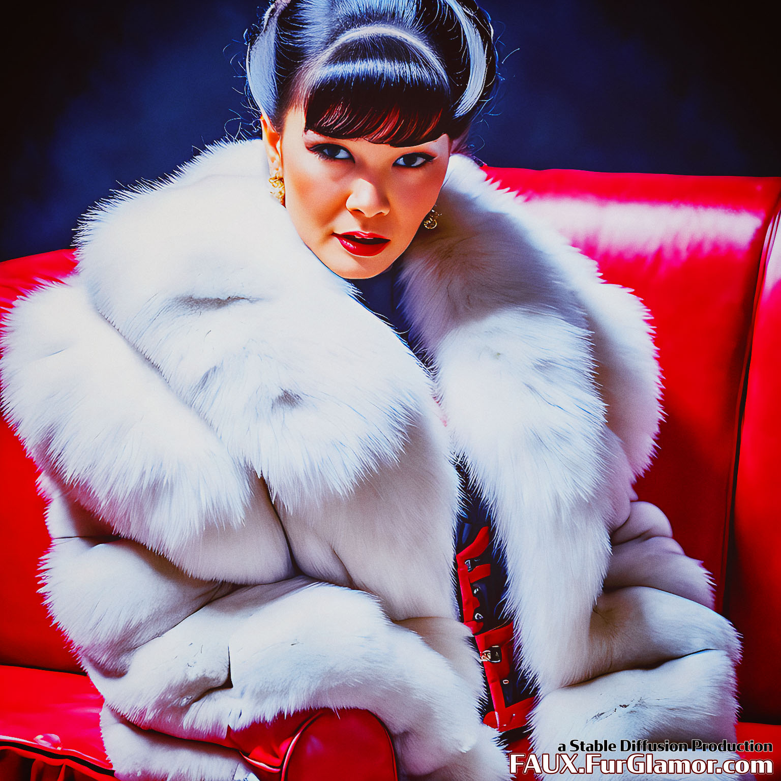 Stable Diffusion Render of Catherine Zeta-Jones in a Fur Coat