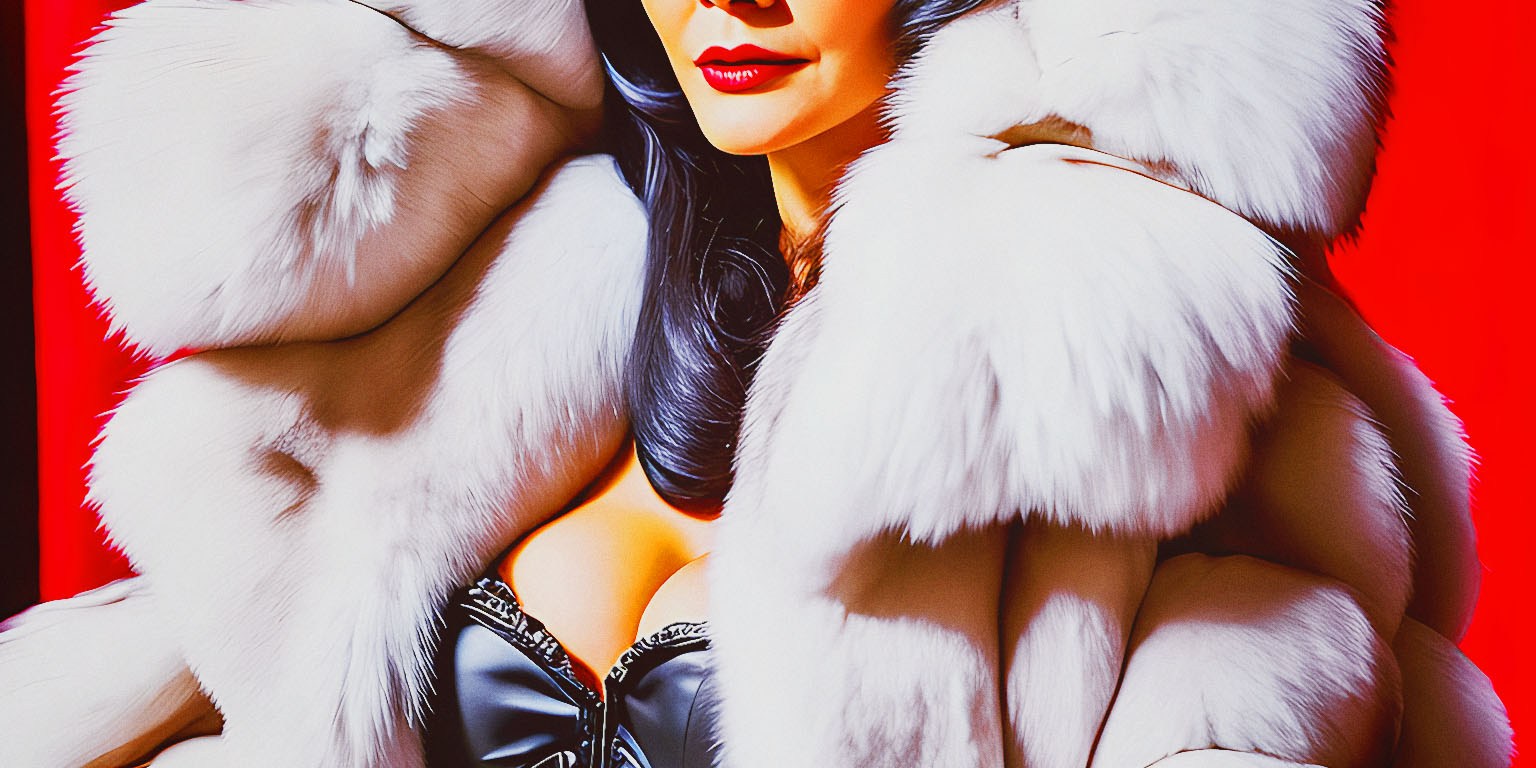 Stable Diffusion Render of Catherine Zeta-Jones in a Fur Coat