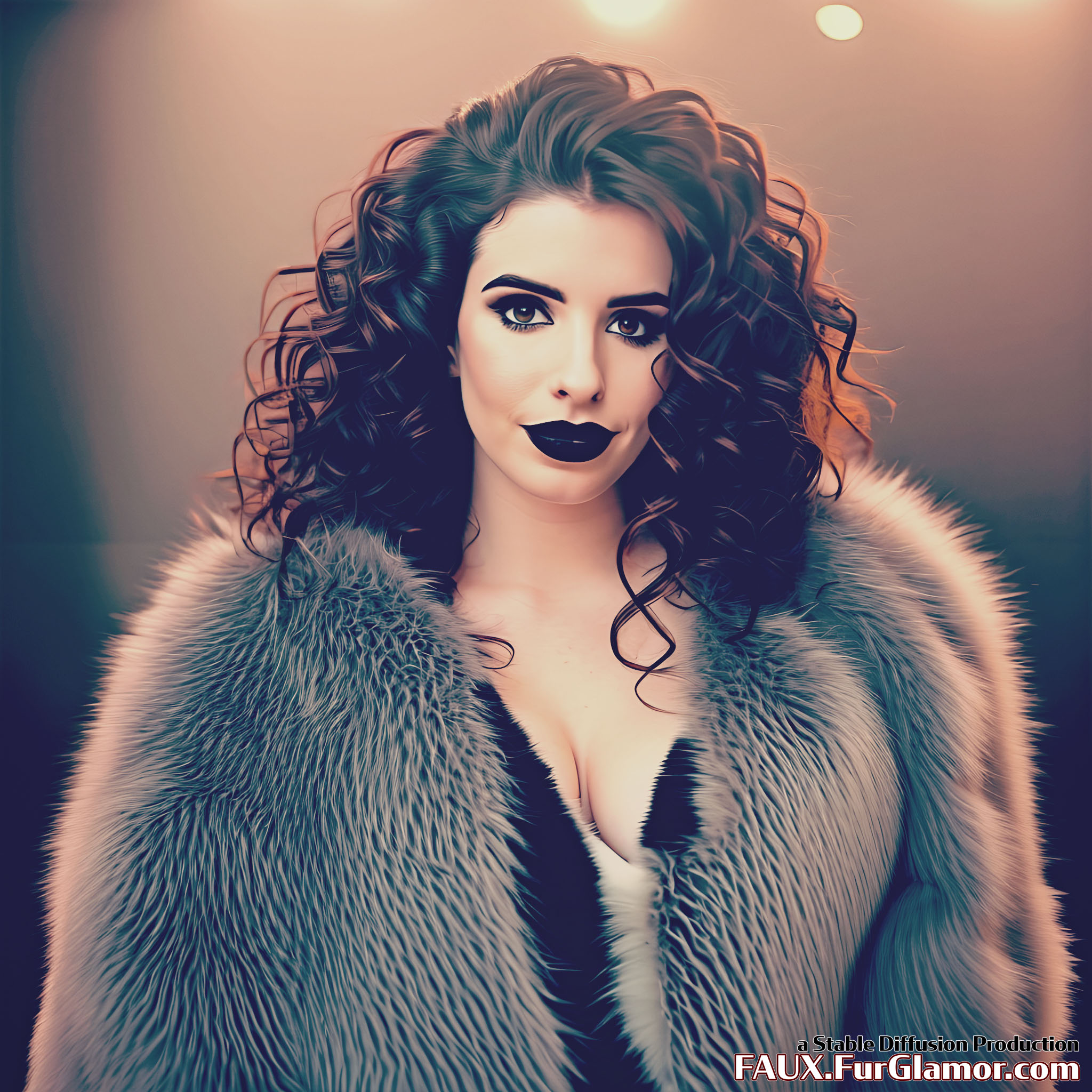 Stable Diffusion Render of Emma Roberts in a Fur Coat