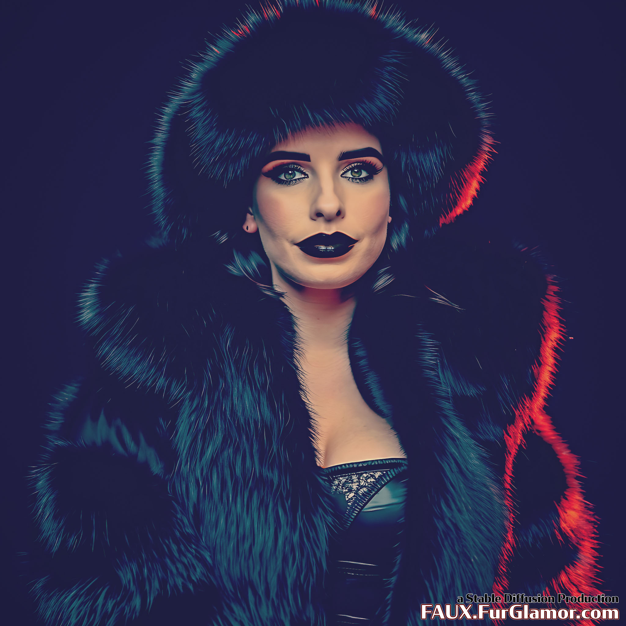 Stable Diffusion Render of Emma Roberts in a Fur Coat