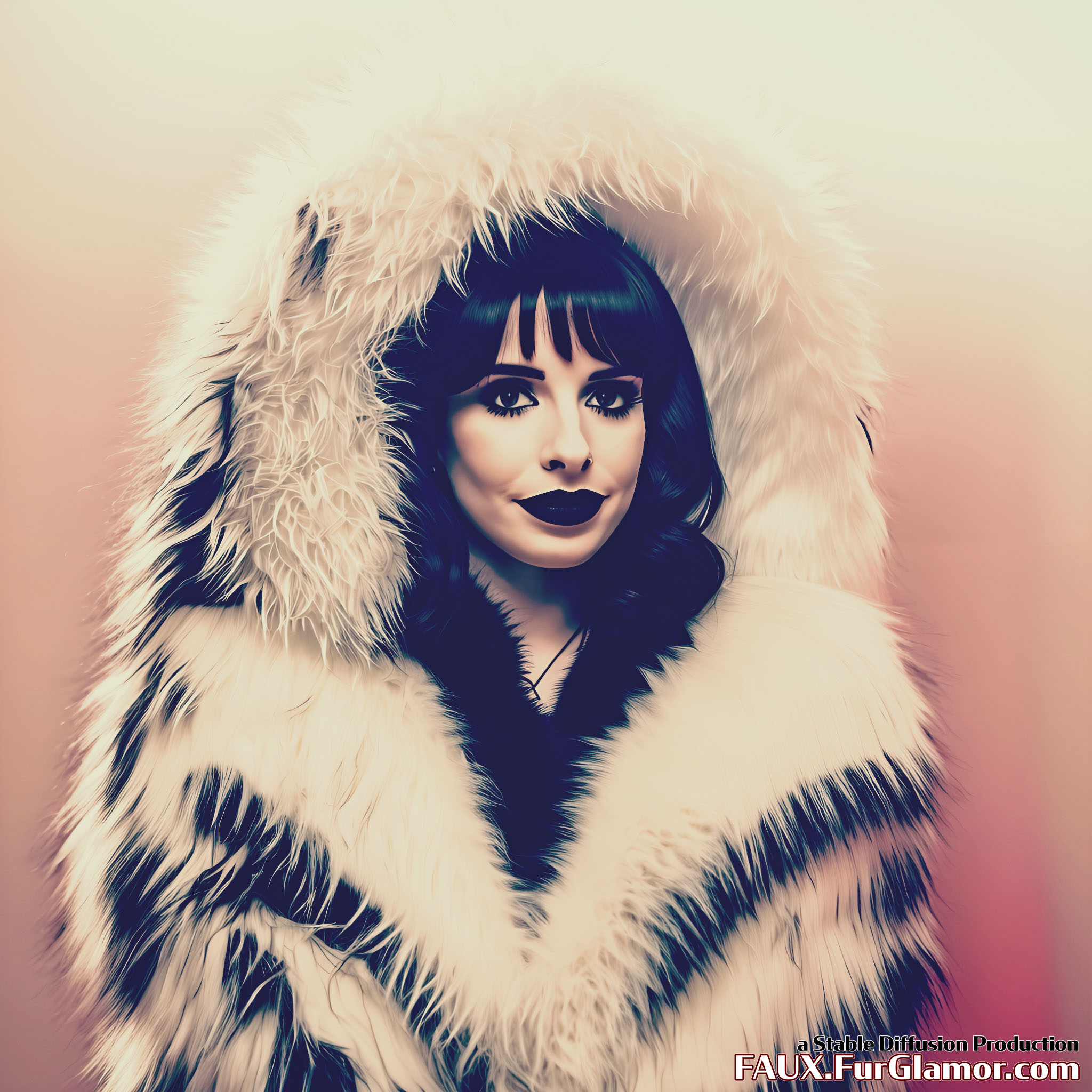 Stable Diffusion Render of Emma Roberts in a Fur Coat