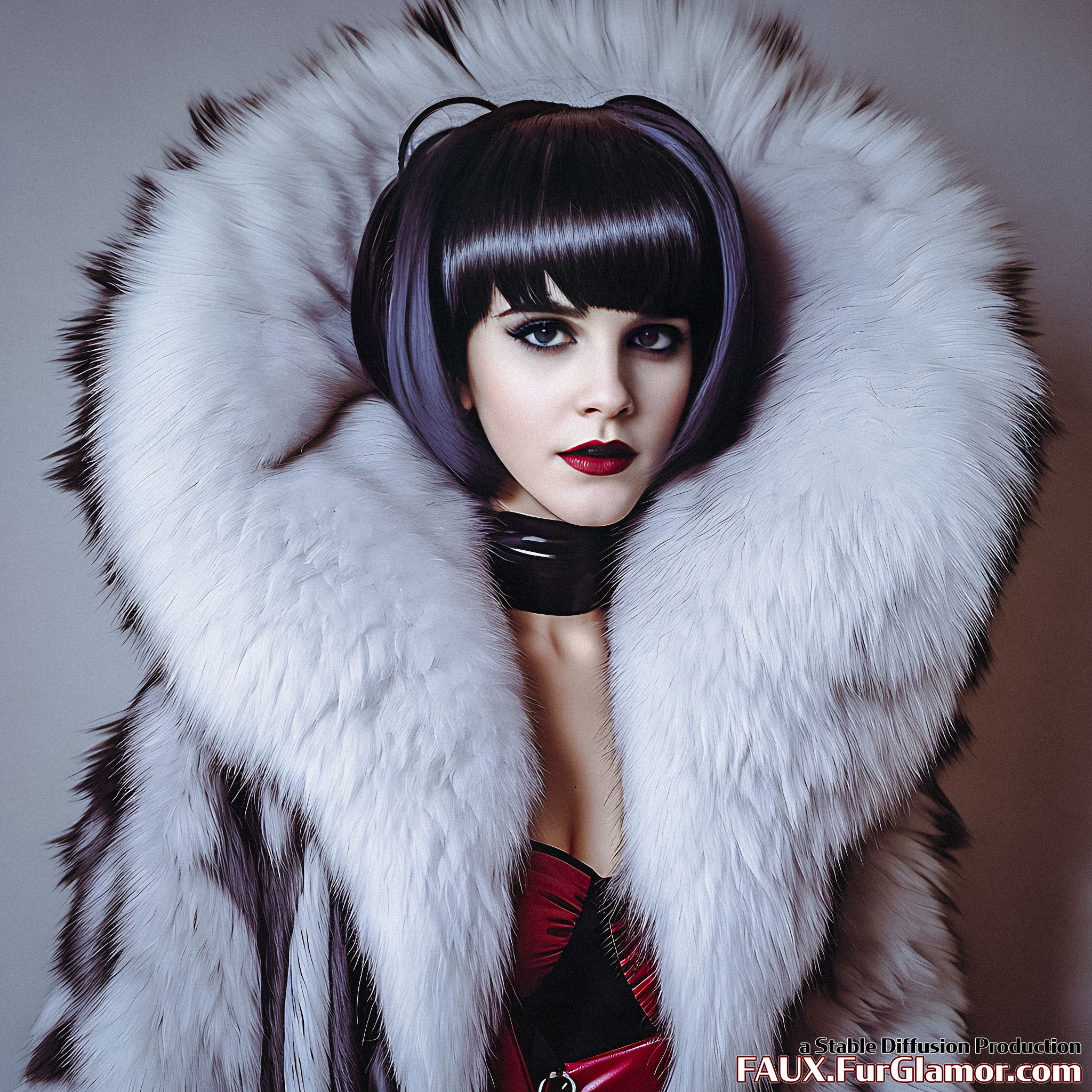 Stable Diffusion Render of Emma Watson in a Fur Coat