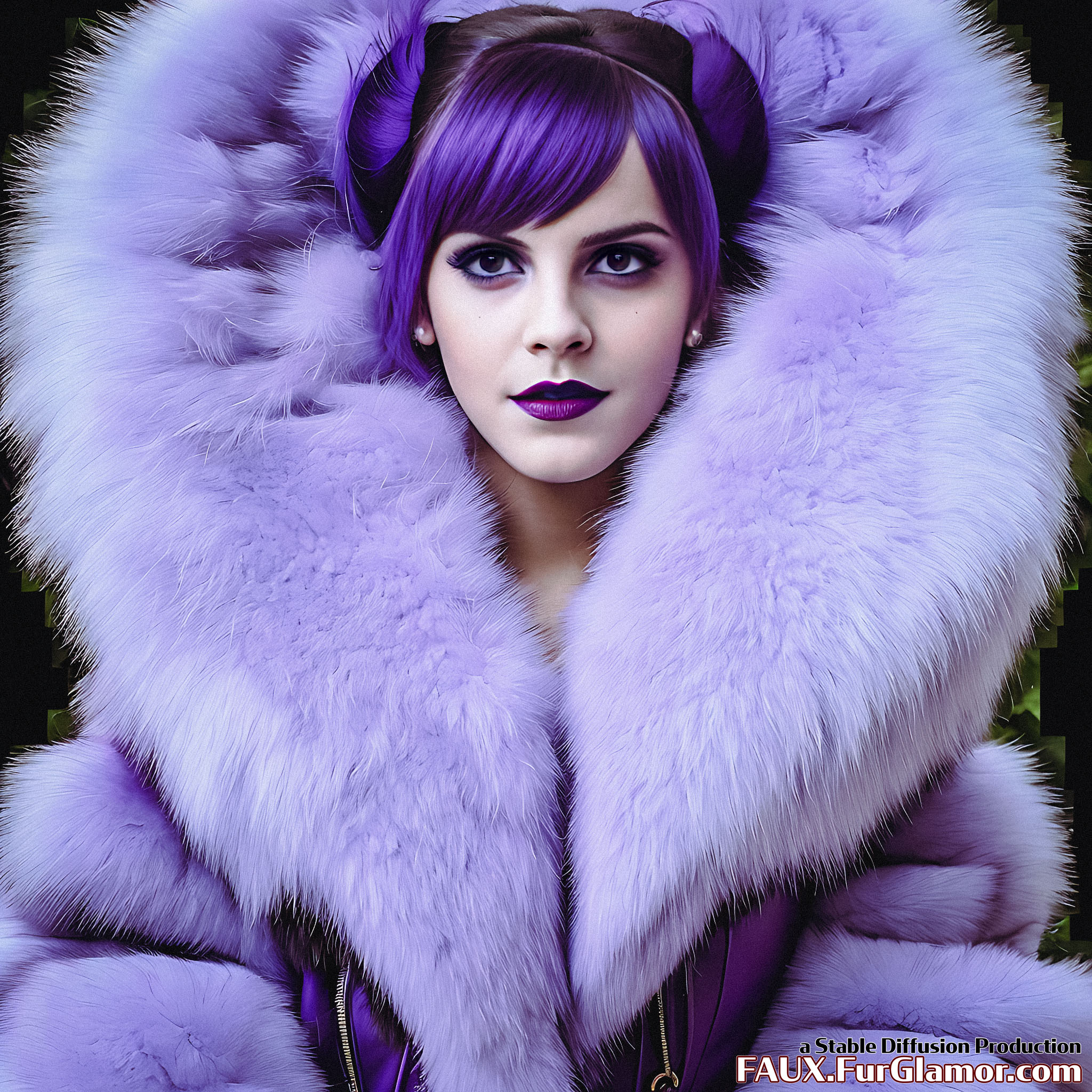 Stable Diffusion Render of Emma Watson in a Fur Coat