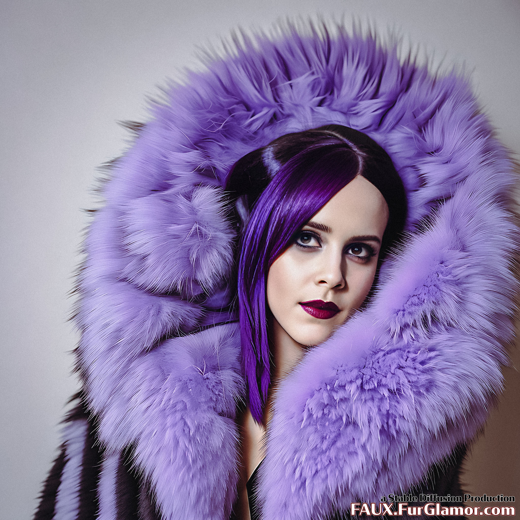 Stable Diffusion Render of Emma Watson in a Fur Coat