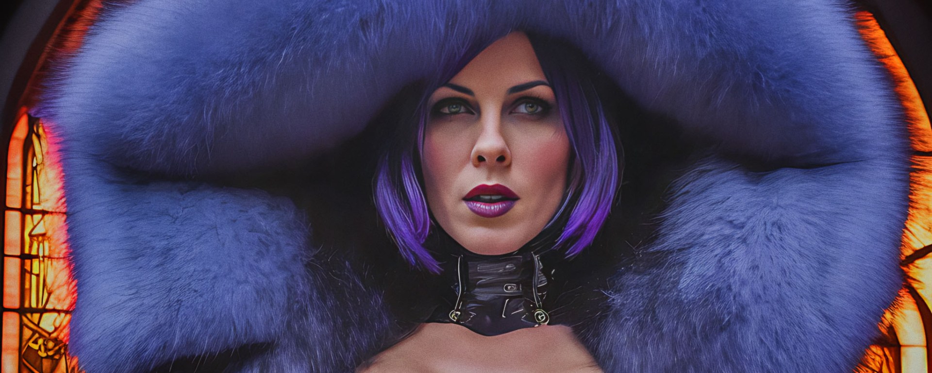 Stable Diffusion Render of Kate Beckinsale in a Fur Coat