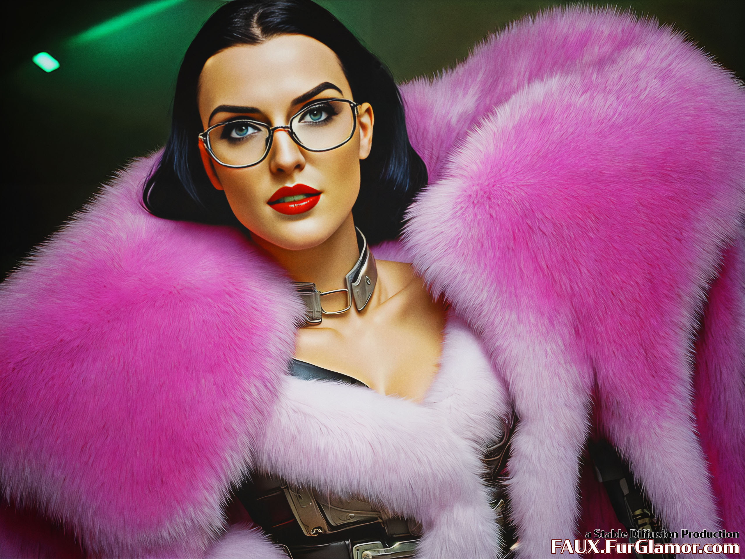 Stable Diffusion Render of Katie McGrath as the Baroness wearing a Fur Coat