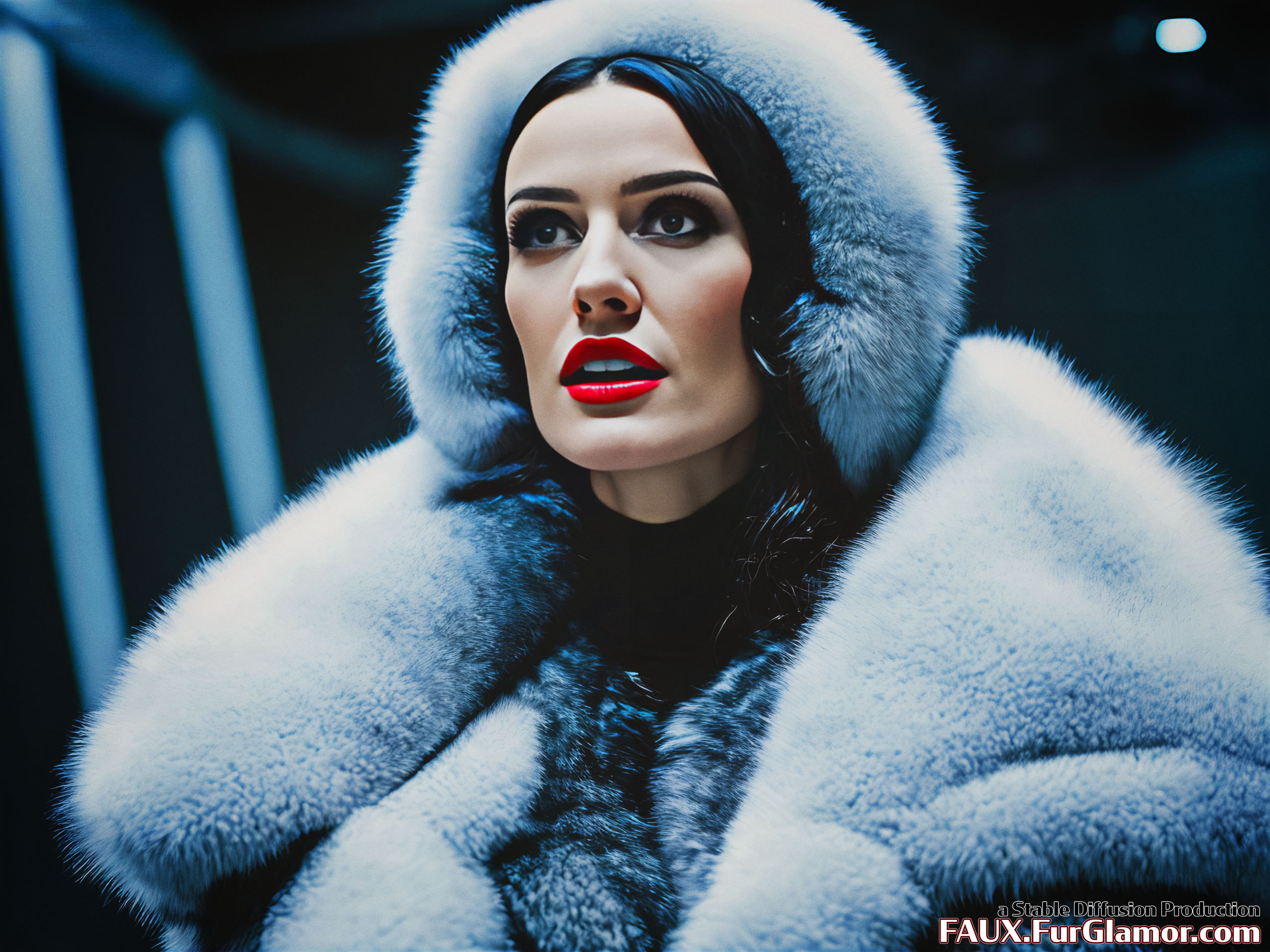 Stable Diffusion Render of Katie McGrath as the Baroness wearing a Fur Coat