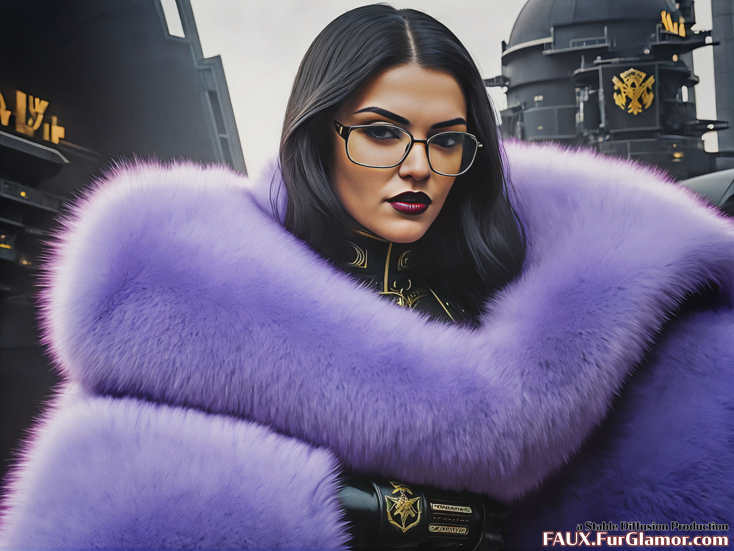 Stable Diffusion Render of Katie McGrath as the Baroness wearing a Fur Coat