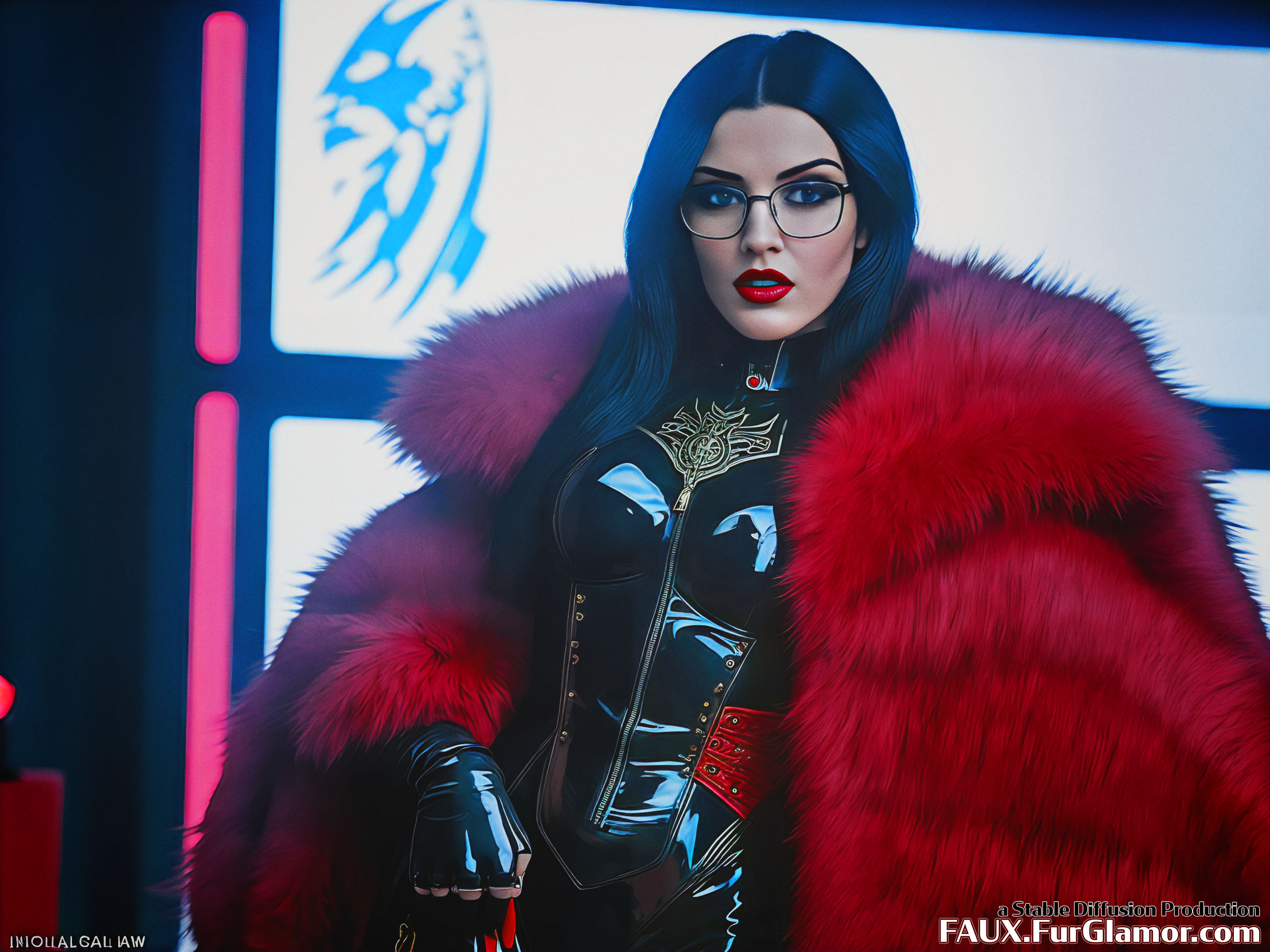 Stable Diffusion Render of Katie McGrath as the Baroness wearing a Fur Coat