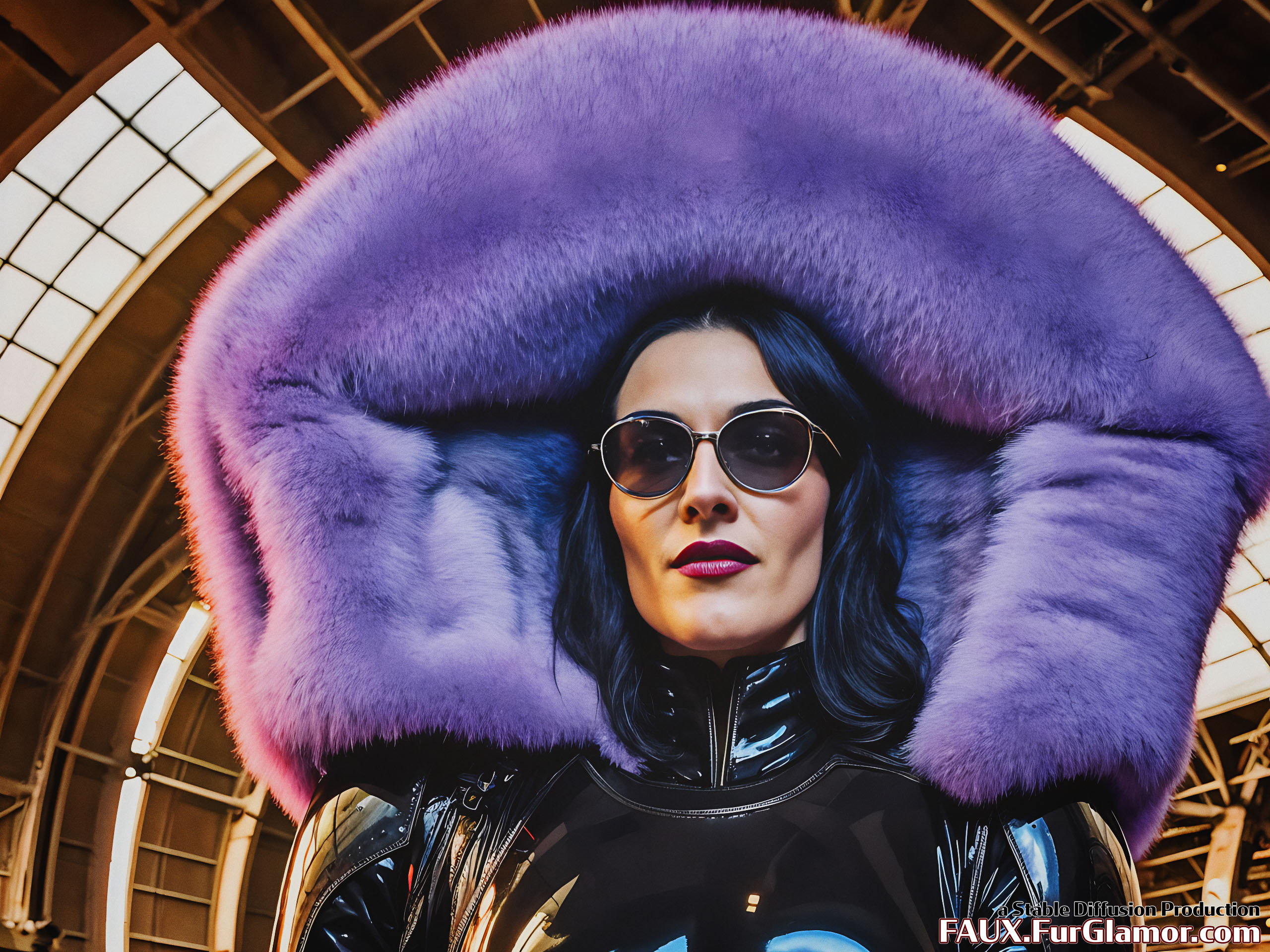 Stable Diffusion Render of Katie McGrath as the Baroness wearing a Fur Coat