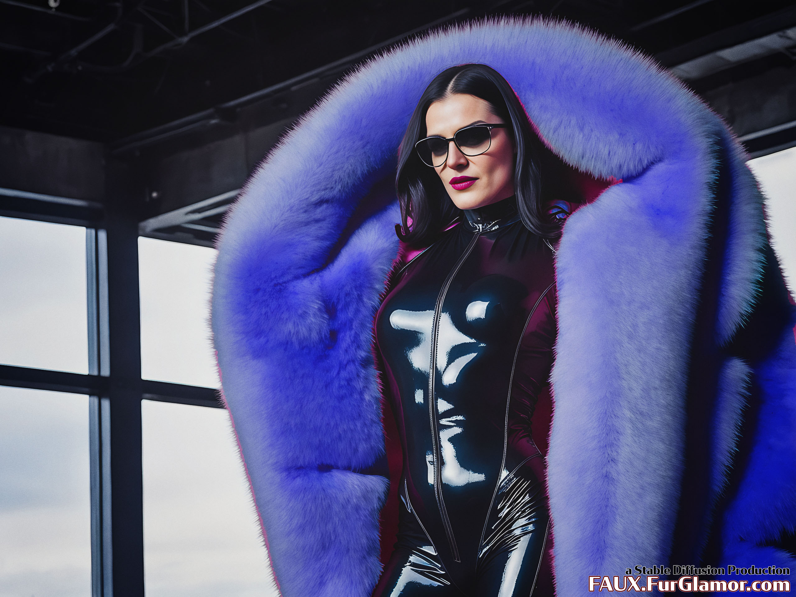 Stable Diffusion Render of Katie McGrath as the Baroness wearing a Fur Coat