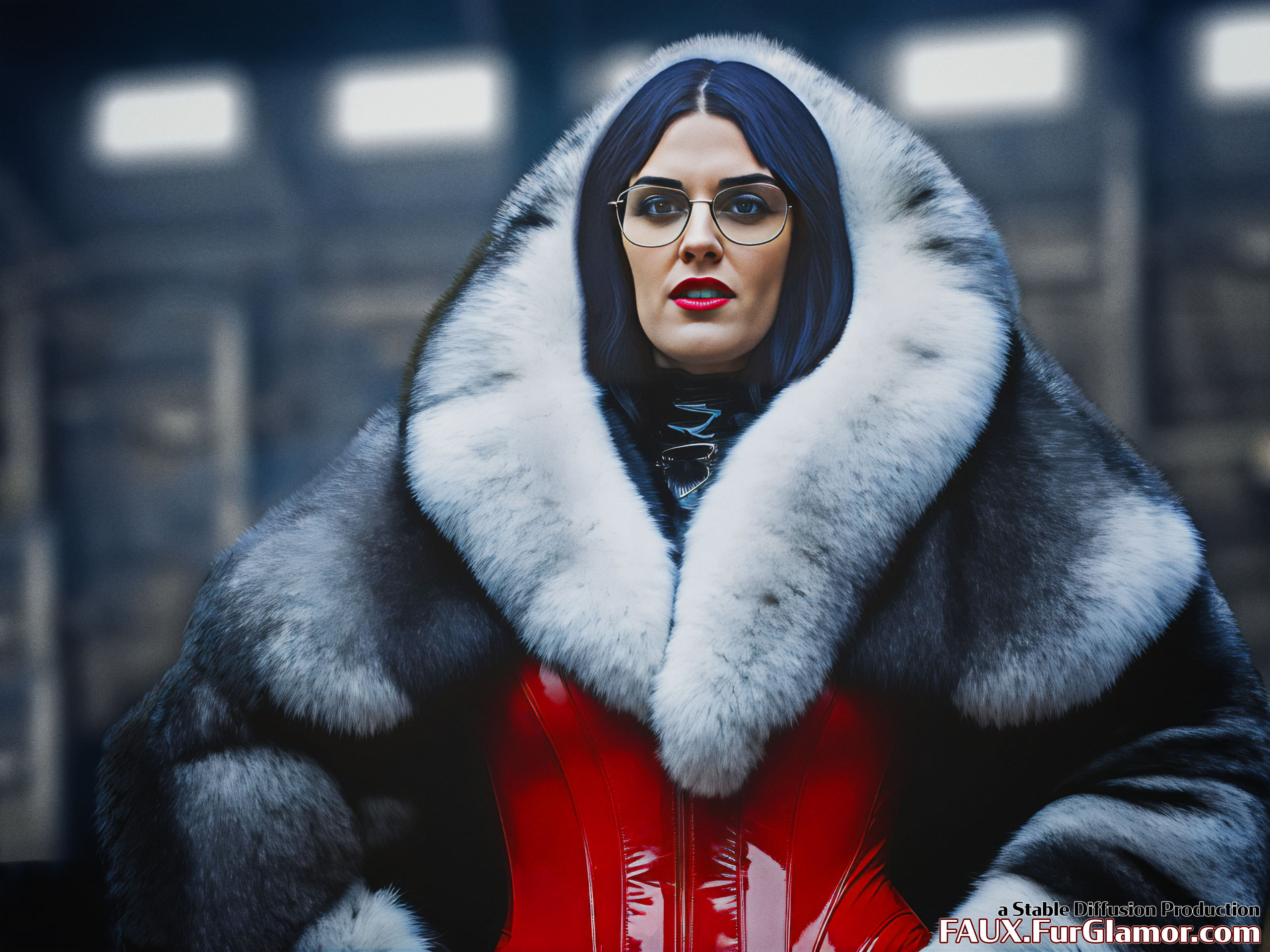 Stable Diffusion Render of Katie McGrath as the Baroness wearing a Fur Coat