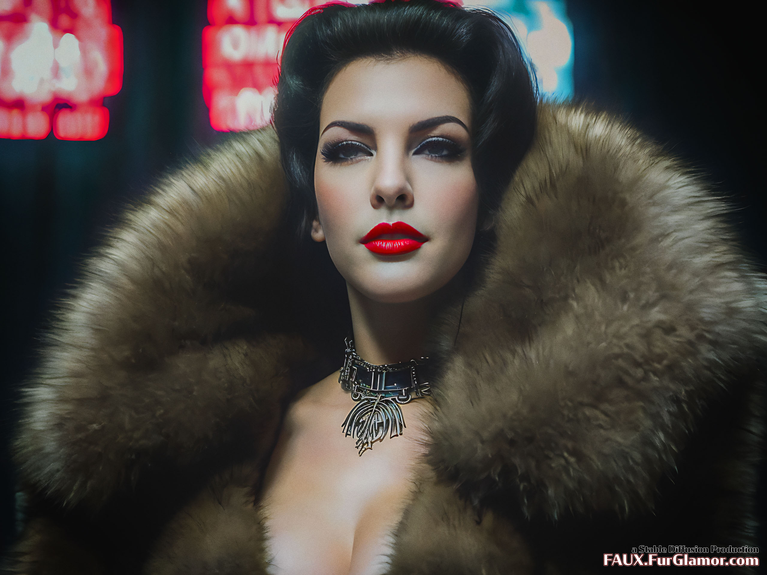 Stable Diffusion Render of Liv Tyler in a Fur Coat