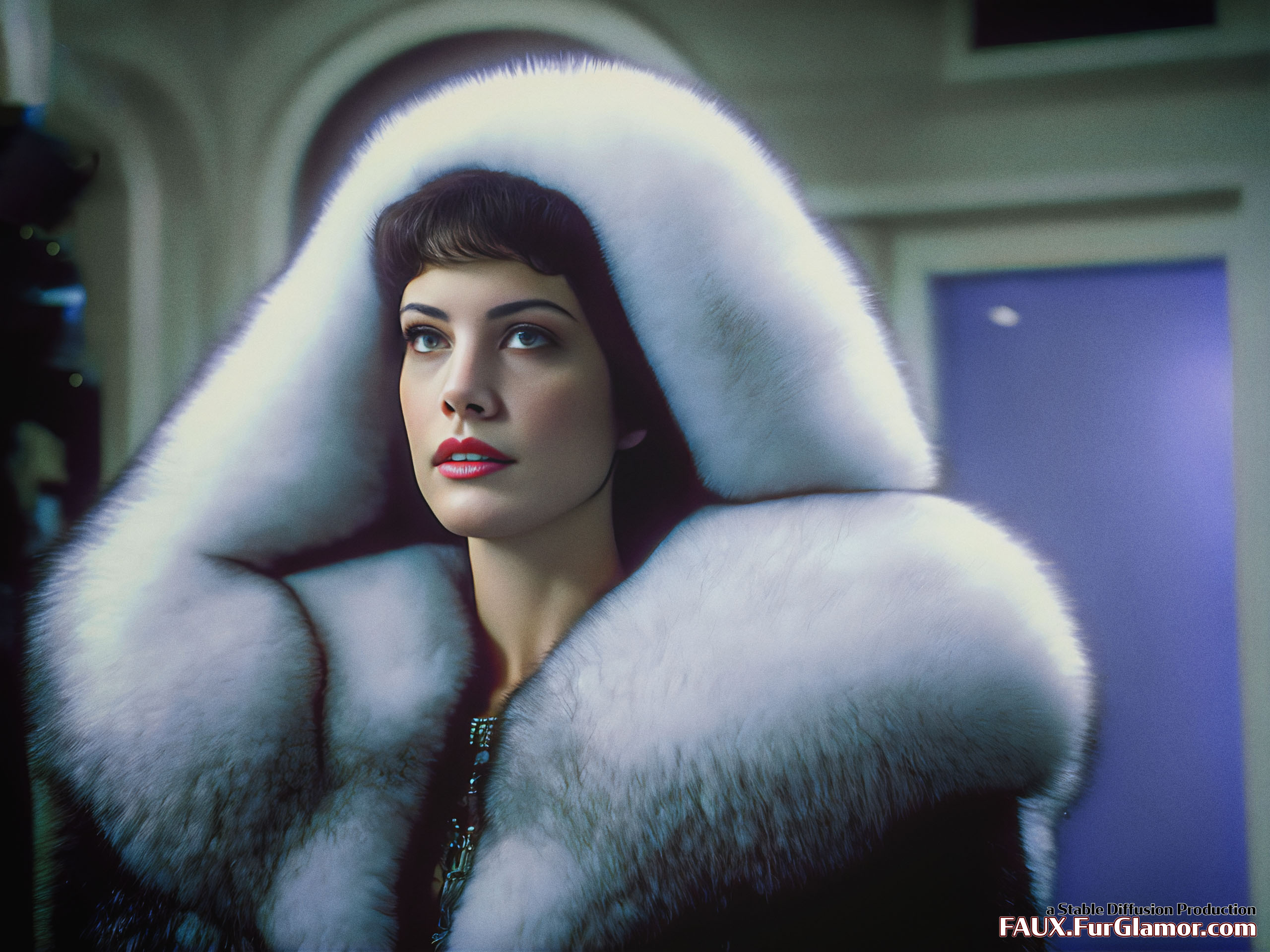 Stable Diffusion Render of Liv Tyler in a Fur Coat