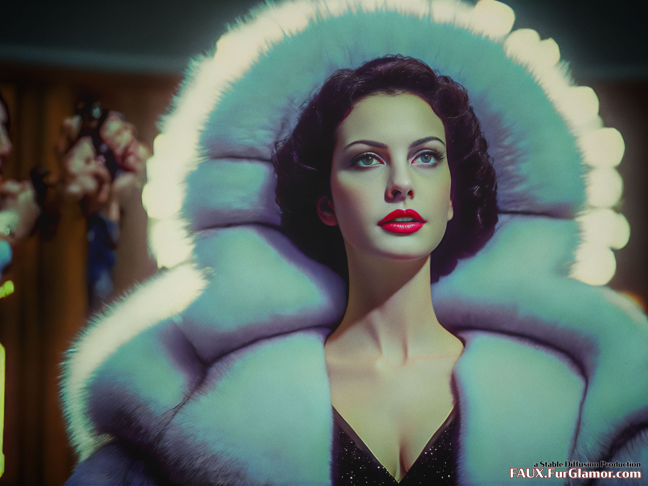 Stable Diffusion Render of Liv Tyler in a Fur Coat