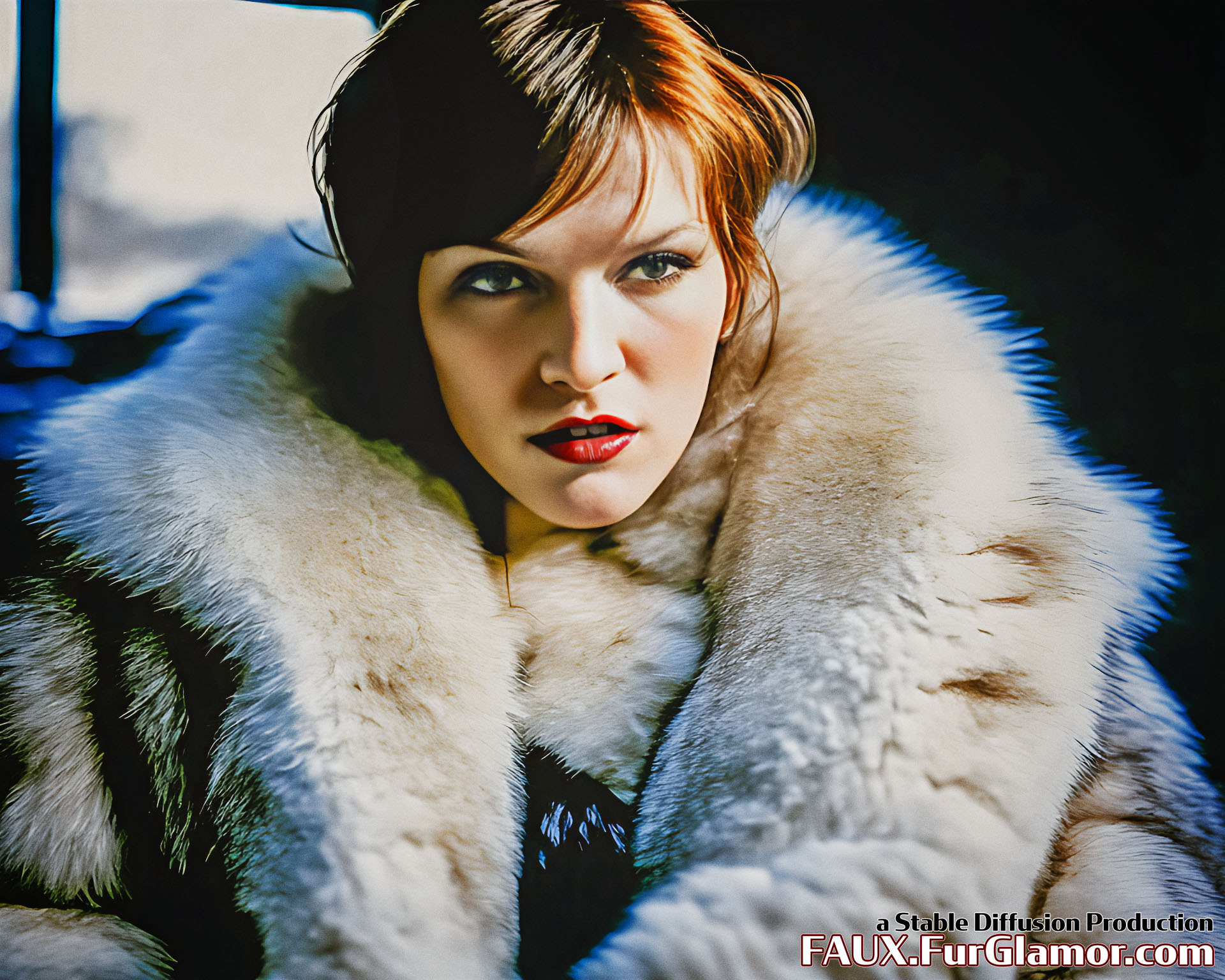 Stable Diffusion Render of Milla Jovovich Wearing a Fur Coat