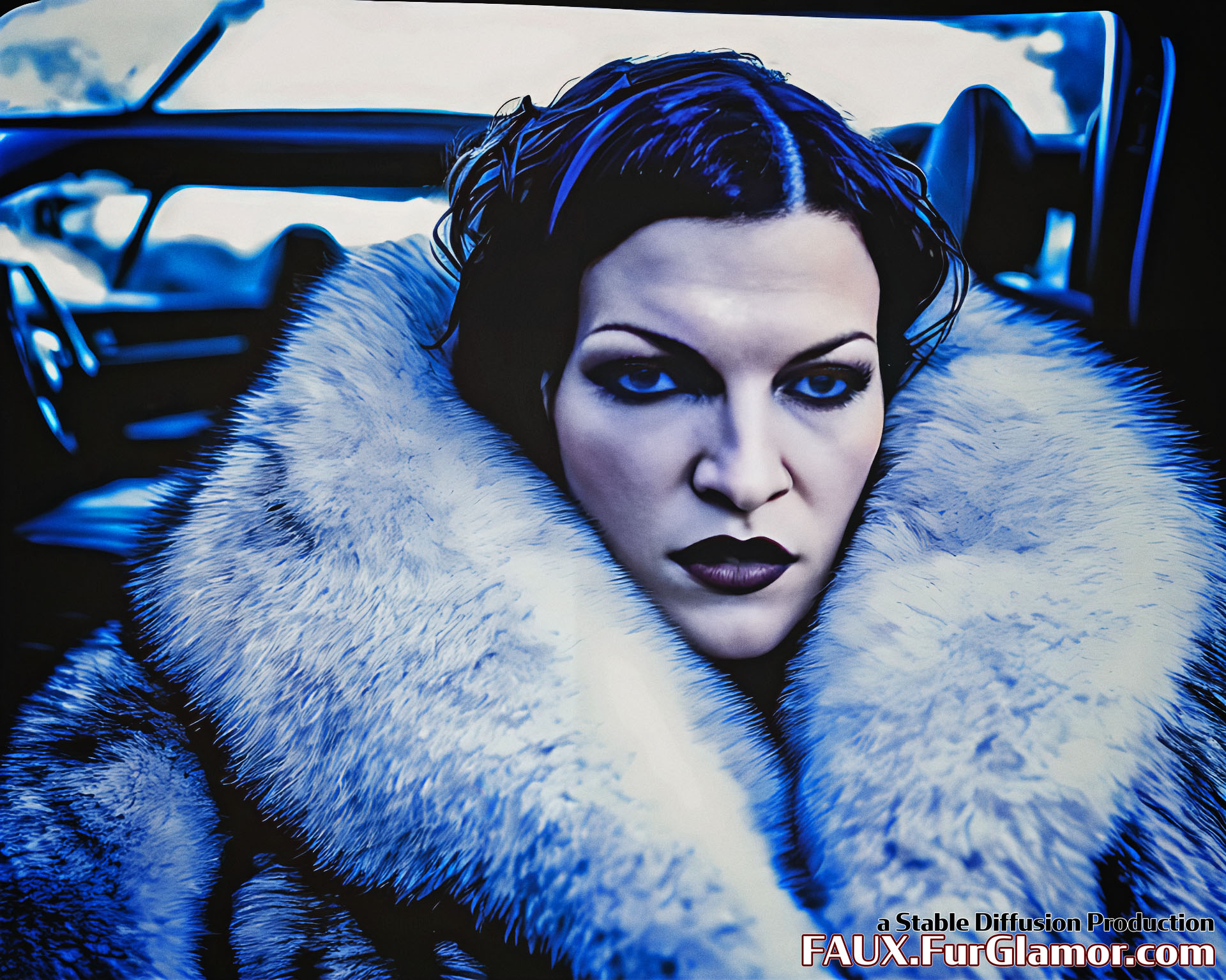 Stable Diffusion Render of Milla Jovovich Wearing a Fur Coat