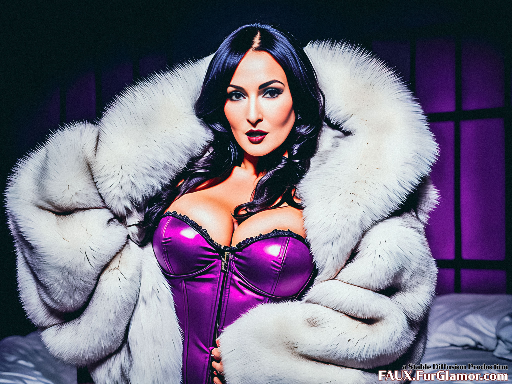 Stable Diffusion Render of Monica Bellucci in a Fur Coat