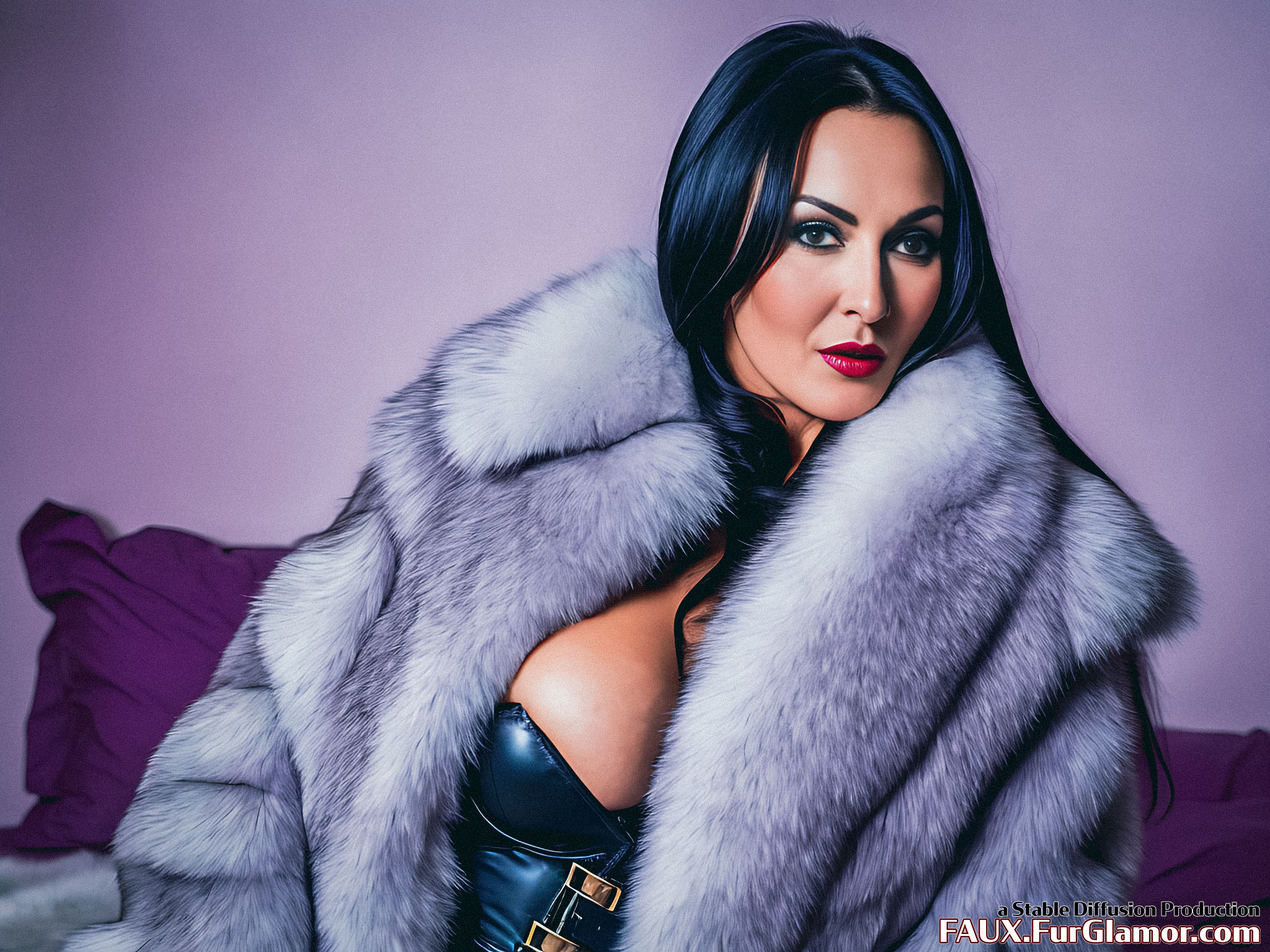 Stable Diffusion Render of Monica Bellucci in a Fur Coat