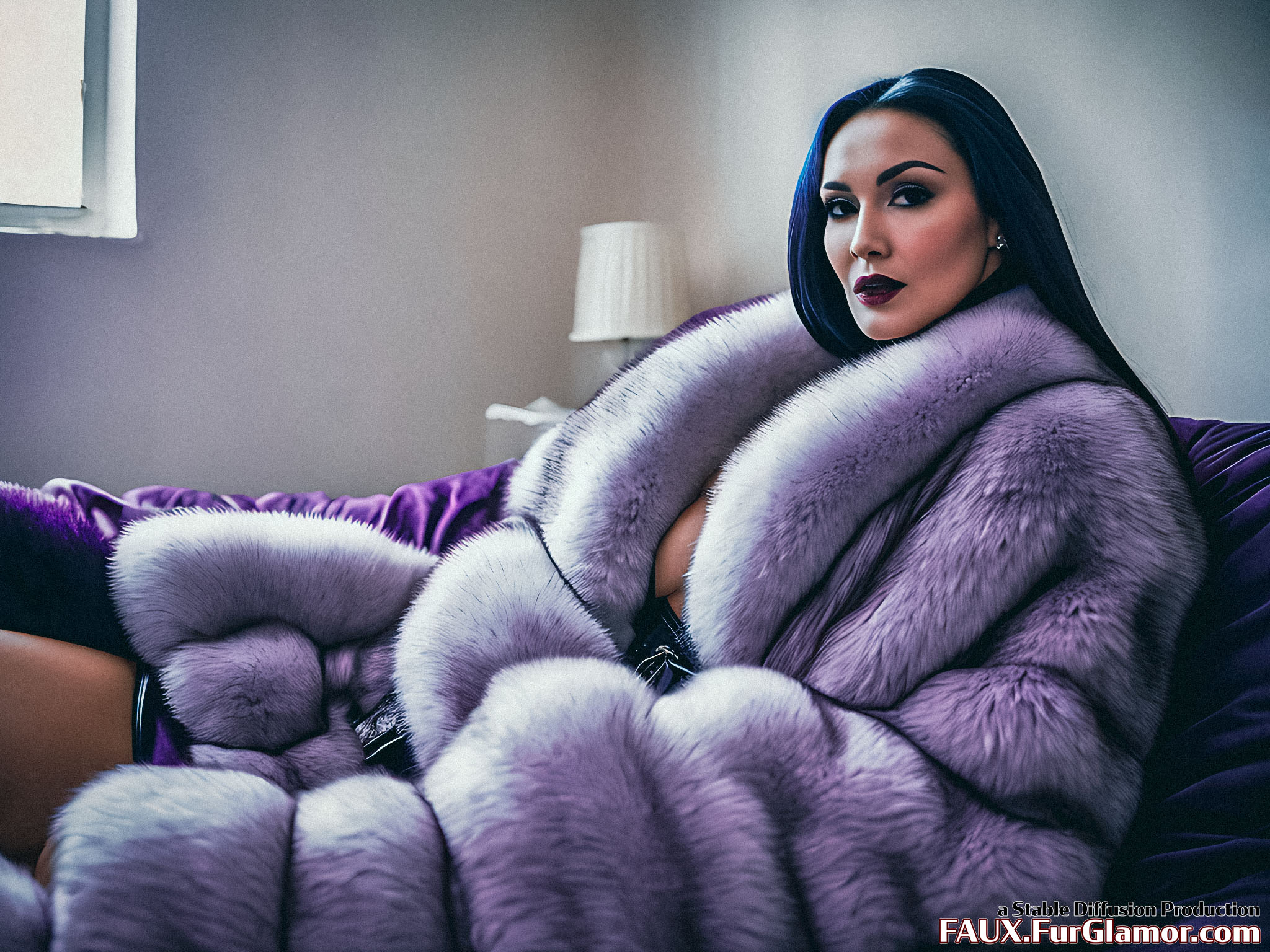 Stable Diffusion Render of Monica Bellucci in a Fur Coat